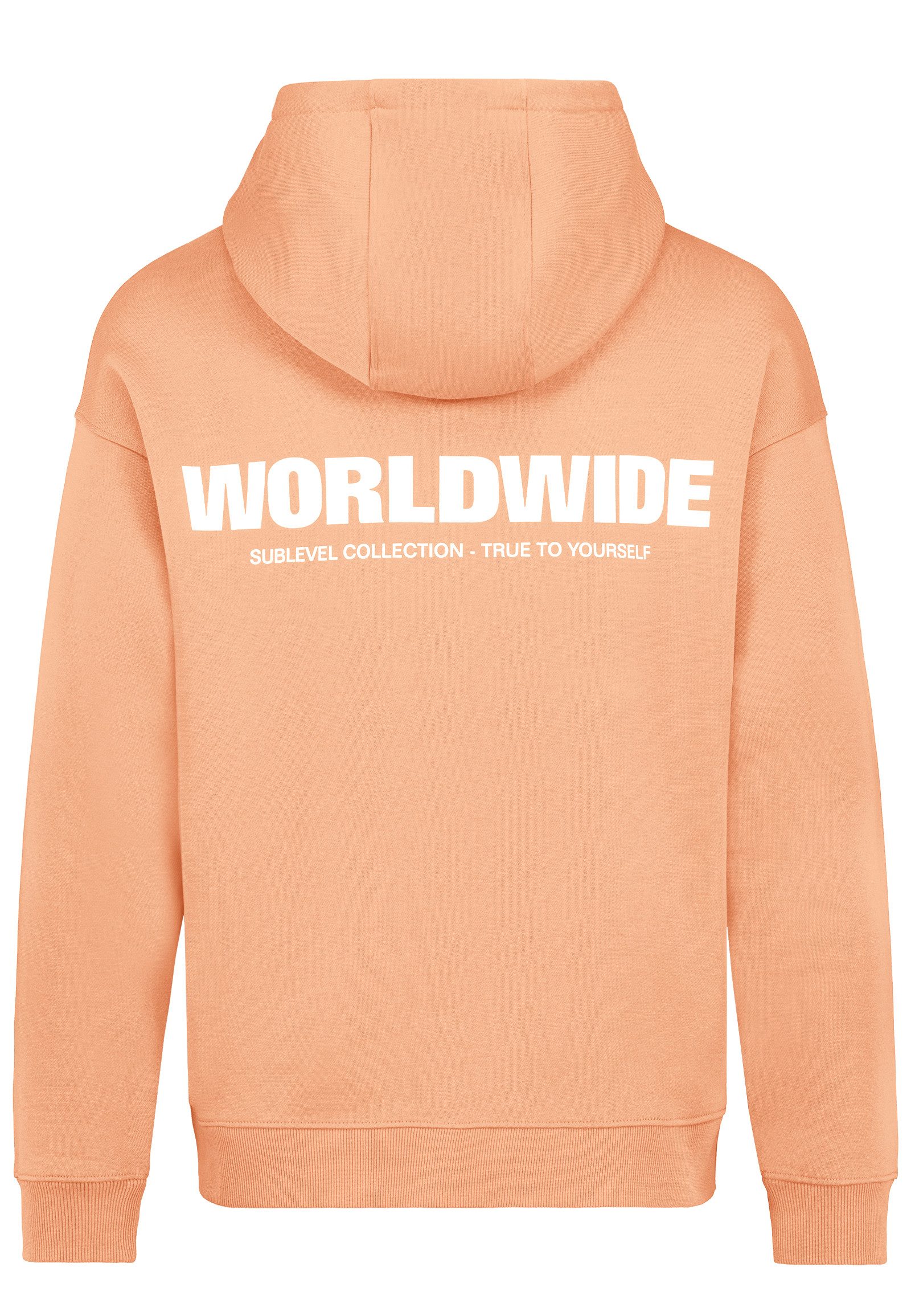 SUBLEVEL Hoodie mit Weltmotiv und Kängurutasche günstig online kaufen