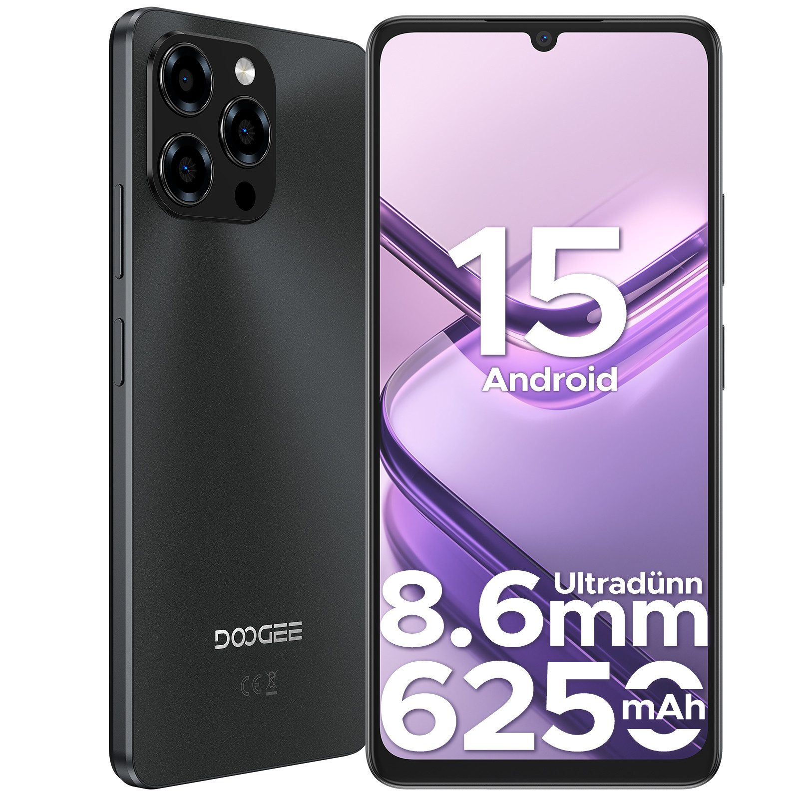 DOOGEE NOTE 58 Android 16 Handy 6250mAh, 128GB/2TB TF ohne Vertrag Smartphone (17,1 cm/5.5 Zoll, 128 GB Speicherplatz, 8 MP Kamera, 6.75" HD+ 16MP+8MP, Dual SIM 4G Simlockfreie Стільникові телефони,OTG, GPS, Face ID)