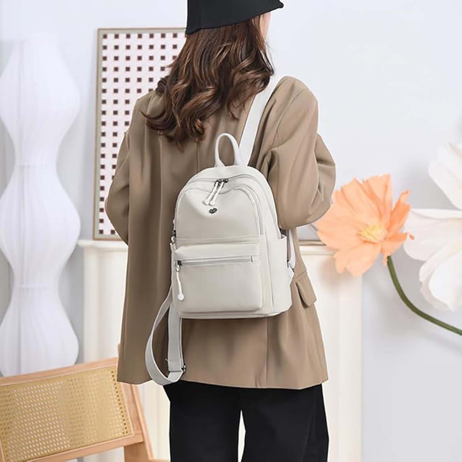 Zaewry Rucksack Damen Wasserdichte Nylon Casual Schultasche Daypack