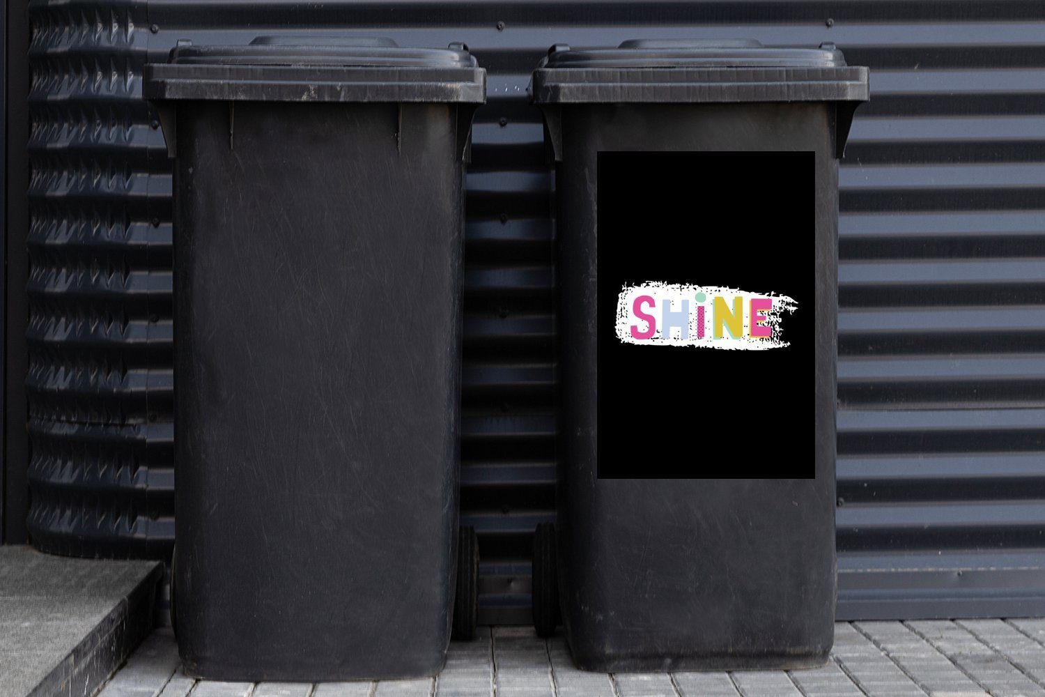 St), MuchoWow - Mülltonne, (1 Wandsticker Sommer Mülleimer-aufkleber, Container, Gelb Zitat - Sticker, Abfalbehälter