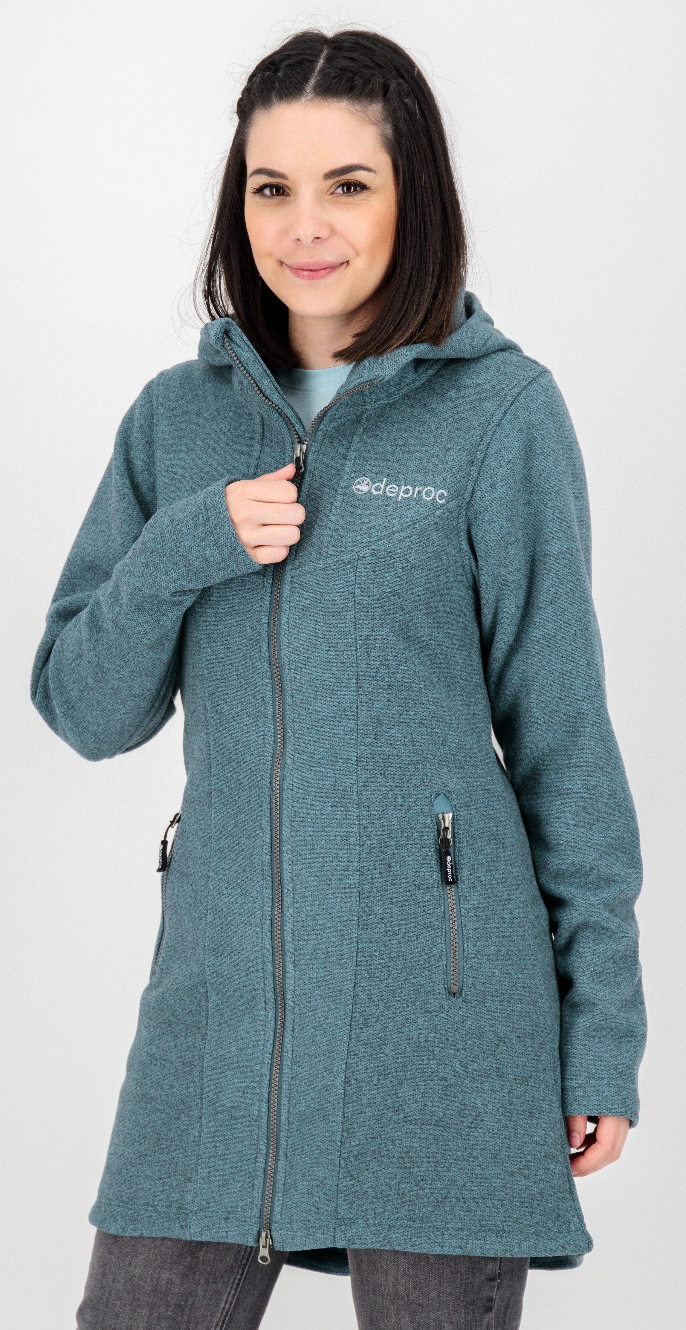 DEPROC Active Kurzmantel GLORY APRIL OS Strickfleecemantel, Fleecemantel auch in Großen Größen erhältlich