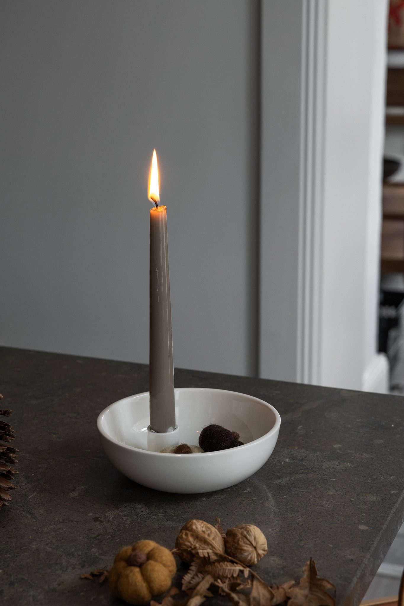 Storefactory Scandinavia Kerzenständer Kerzenhalter LIDATORP S weiß glänzend, Ø 16x5 cm