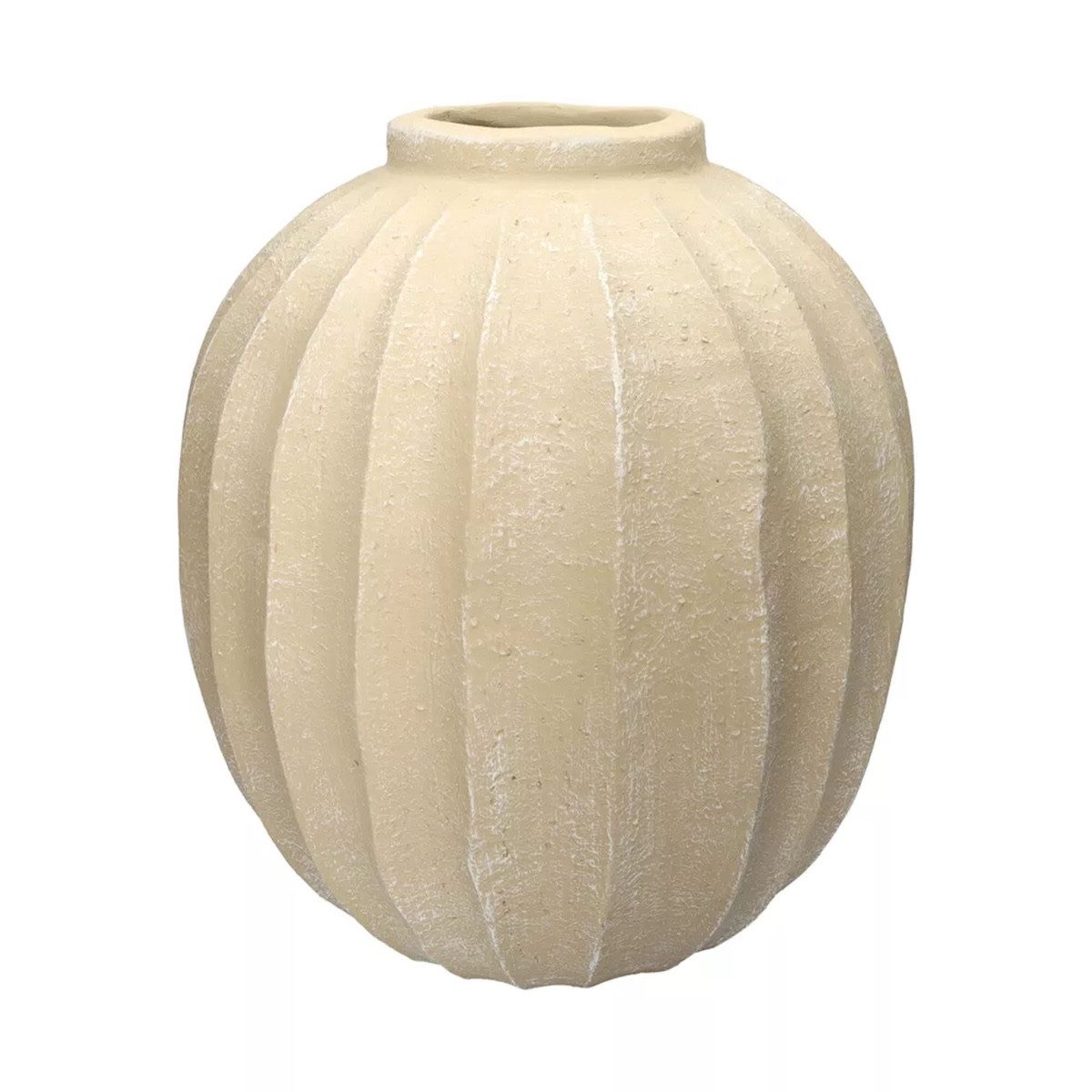INNA-Glas Bodenvase Blumenvase NASTASSIJA, aus Polyester, gerillt, beige, 58,5cm, Ø44cm