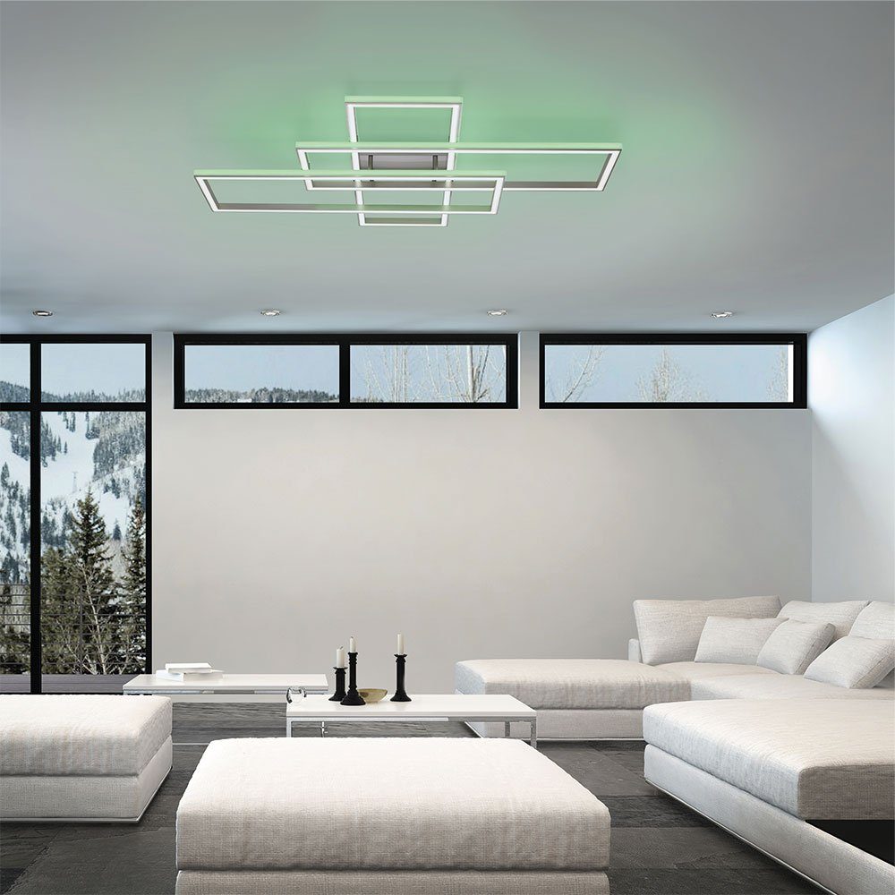 Deckenleuchte, verbaut, fest LED LED silber LED-Leuchtmittel Deckenlampe Designlampe etc-shop Wohnzimmerleuchte Fernbedienung