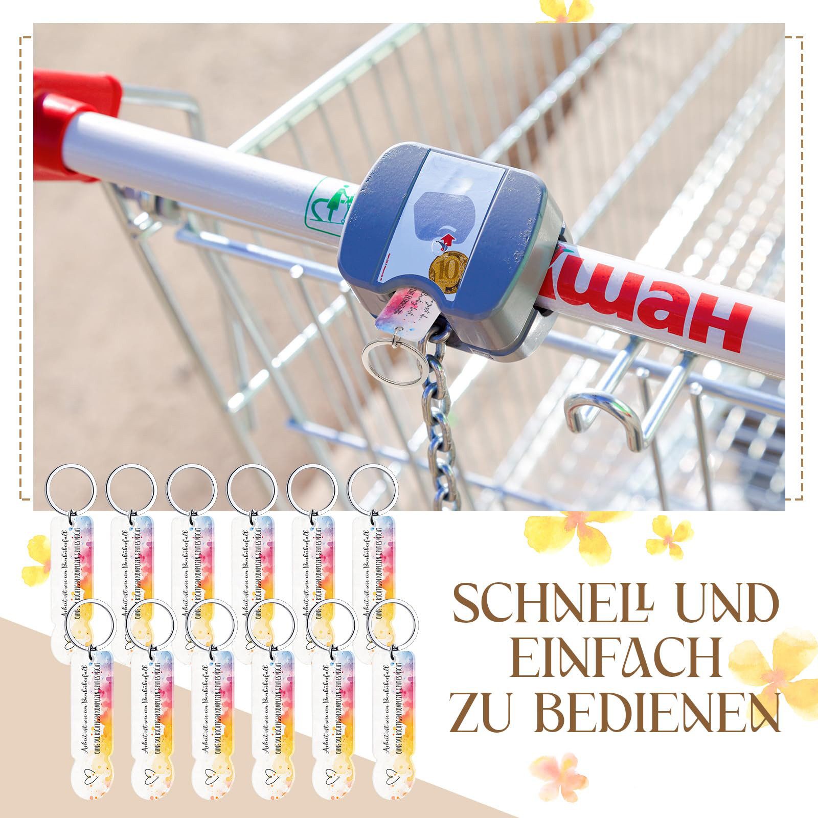 CLTYQ Schlüsselanhänger Set 20 Stück Acryl Einkaufswagenchip Schlüsselanhänger Geschenk (20-tlg), Abziehbar Einkaufschip Schlüsselanhänger zum Zerlegen – Bild 4 von 5