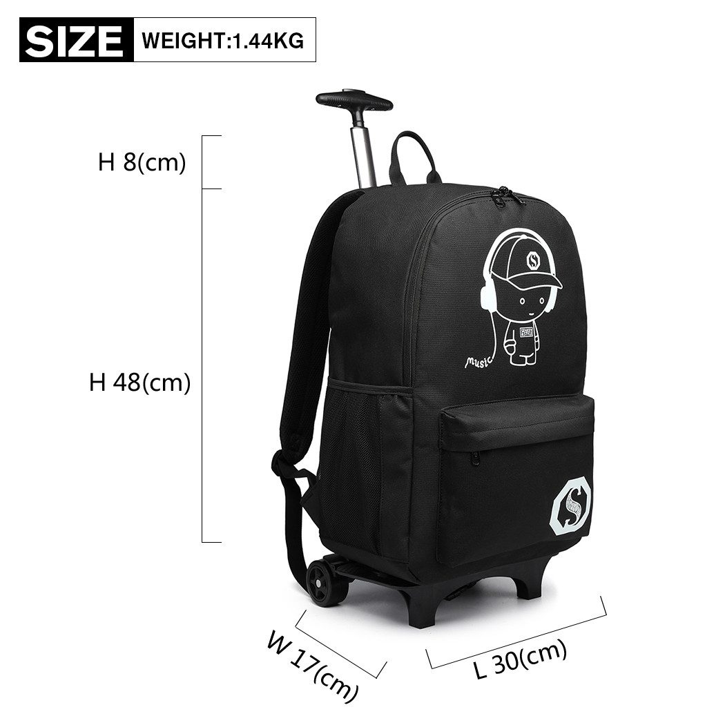KONO Handgepäck-Trolley Rucksack Tasche mit Rollen Business Trolley Reisetasche für Polyester – Bild 2 von 5