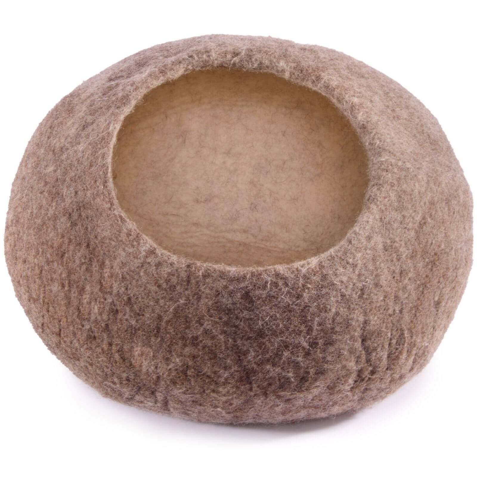 aumondo Tierhöhle Filz Katzenhöhle, Handgefertigt, braun. Filzhöhle aus 100% natürlicher Wolle, Katzen Kuschelhöhle, Katzenbett Cat Cave