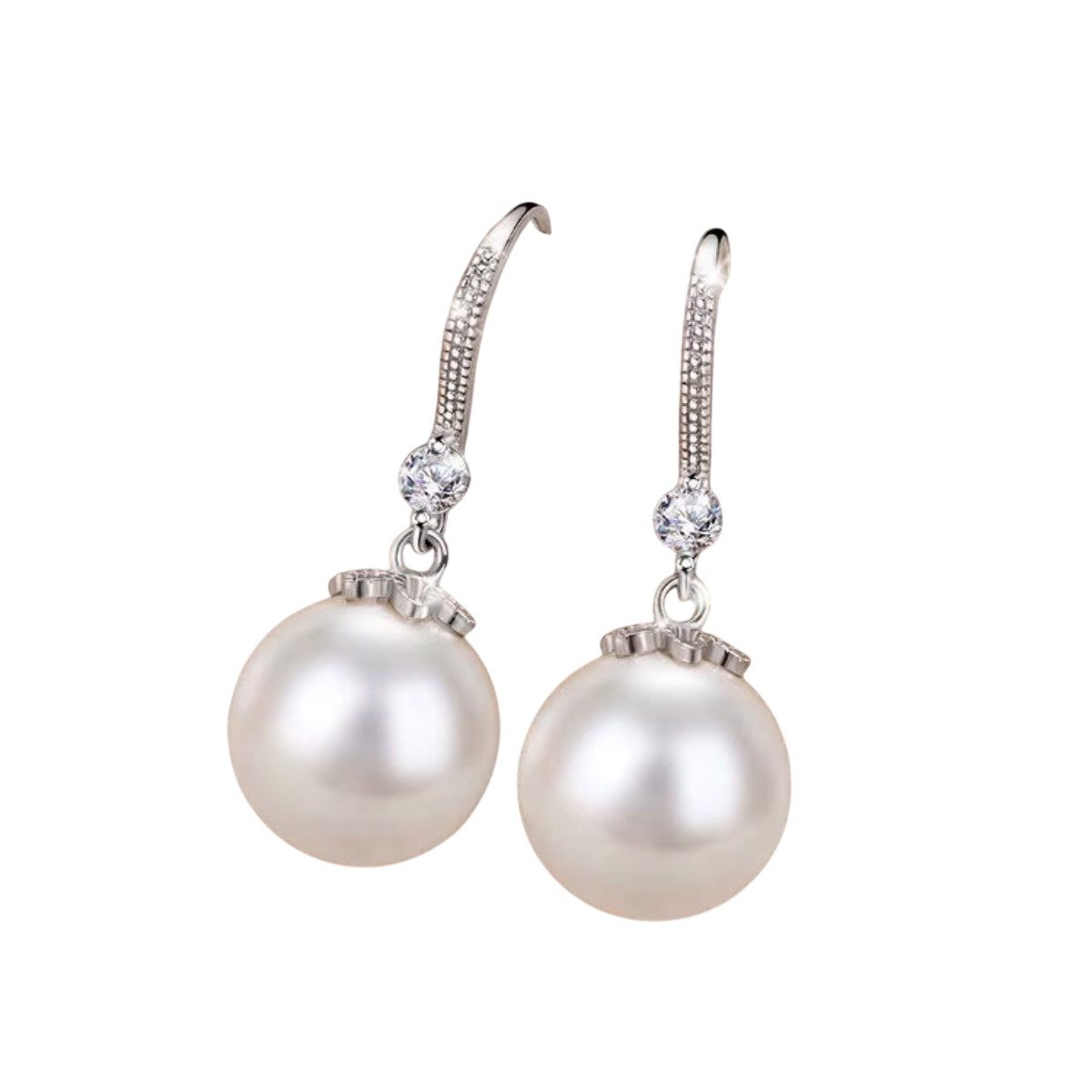 ELLAWIL Paar Ohrhaken Ohrschmuck Damenohrringe Ohrhaken Ohrringe Perlenschmuck Perle (GESCHENKIDEE, Sterling Silber 925), inklusive Geschenkschachtel