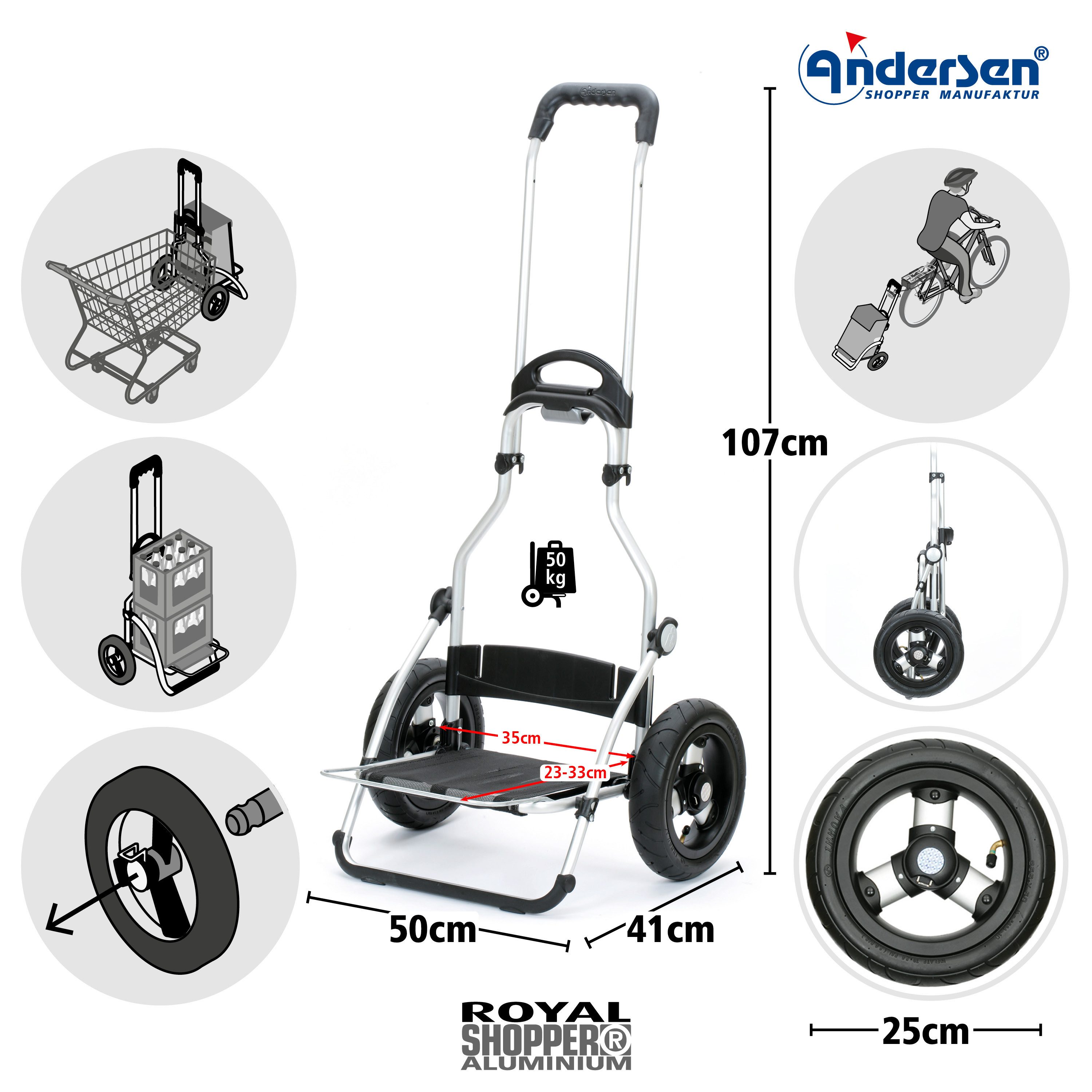 Andersen Einkaufstrolley Royal Shopper Wismar silbergrau, Thermofach 15 Lit günstig online kaufen