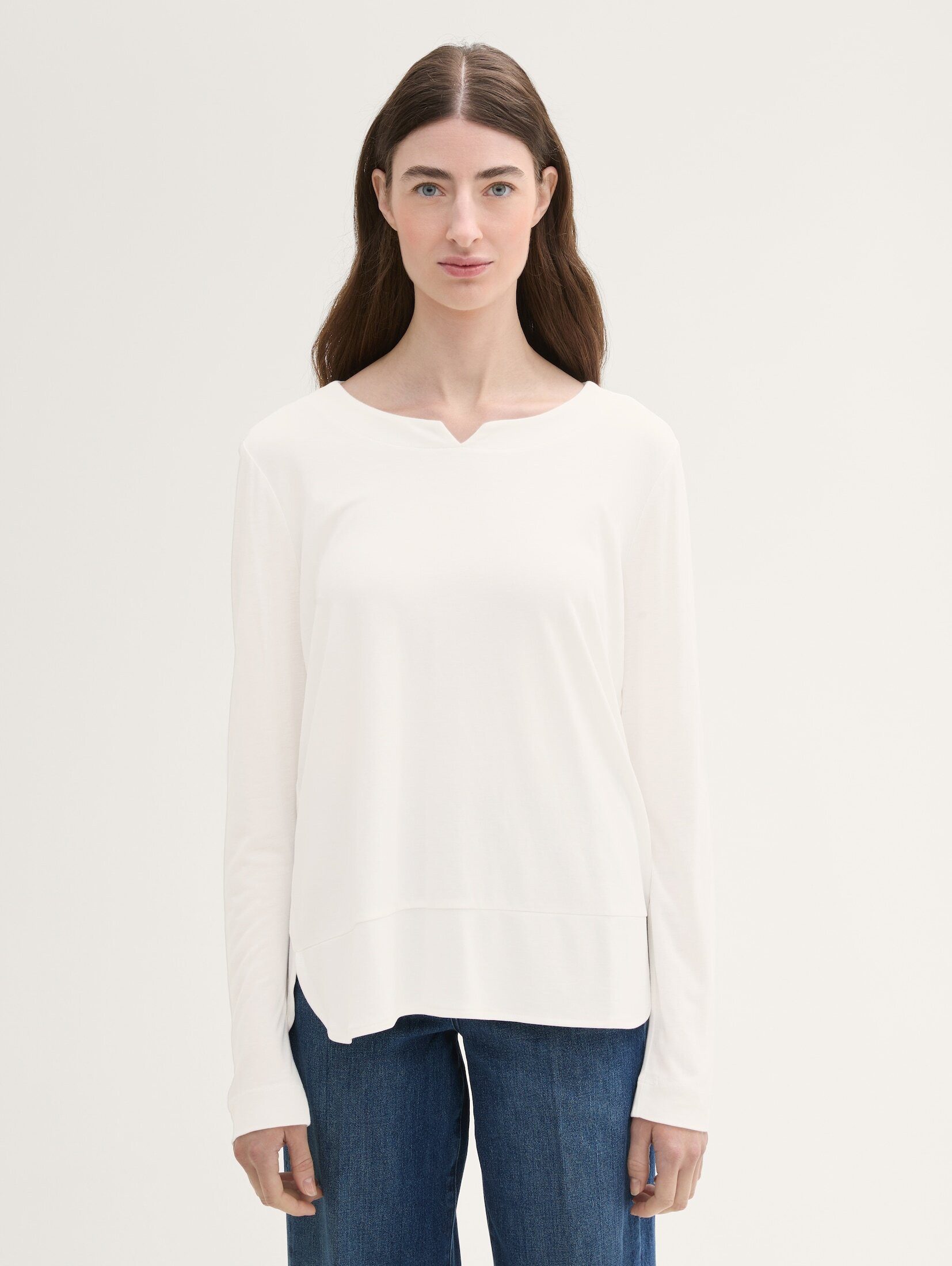 Langarmshirt Langarmshirt mit Materialmix