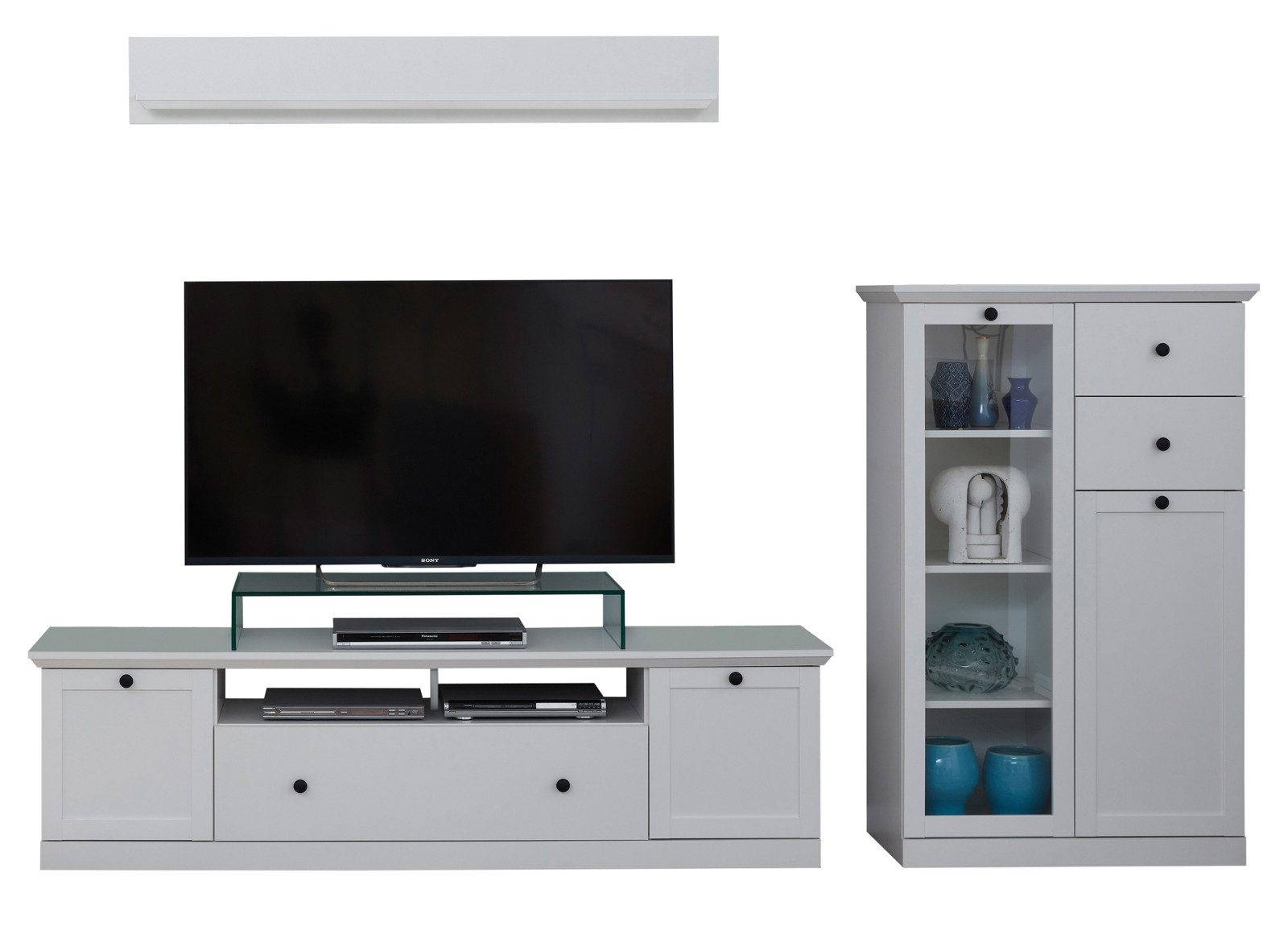 trendteam Wohnwand Baxter, (Wohnzimmer Set in weiß, 3-teilig, 270 x 180 cm), moderner Landhausstil