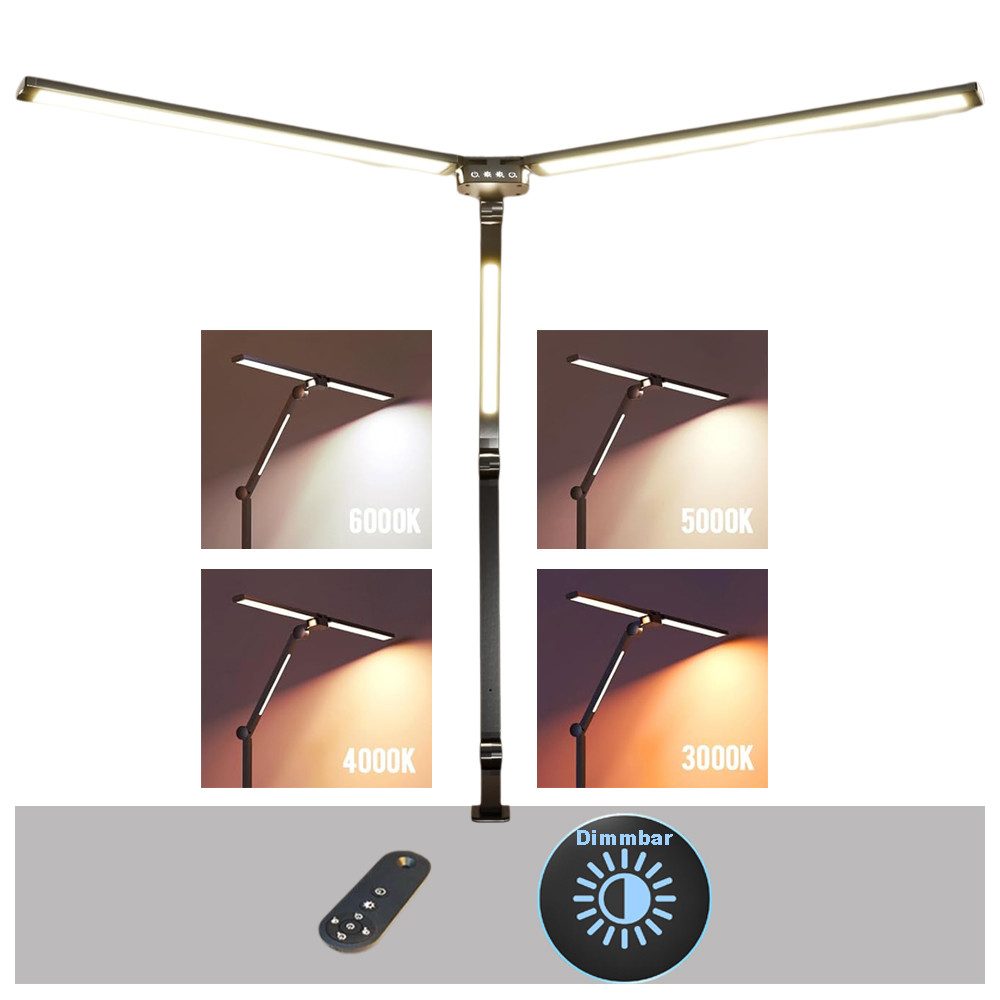 Jibenhome LED Schreibtischlampe Schreibtischlampe Dimmbar Doppelkopf, günstig online kaufen