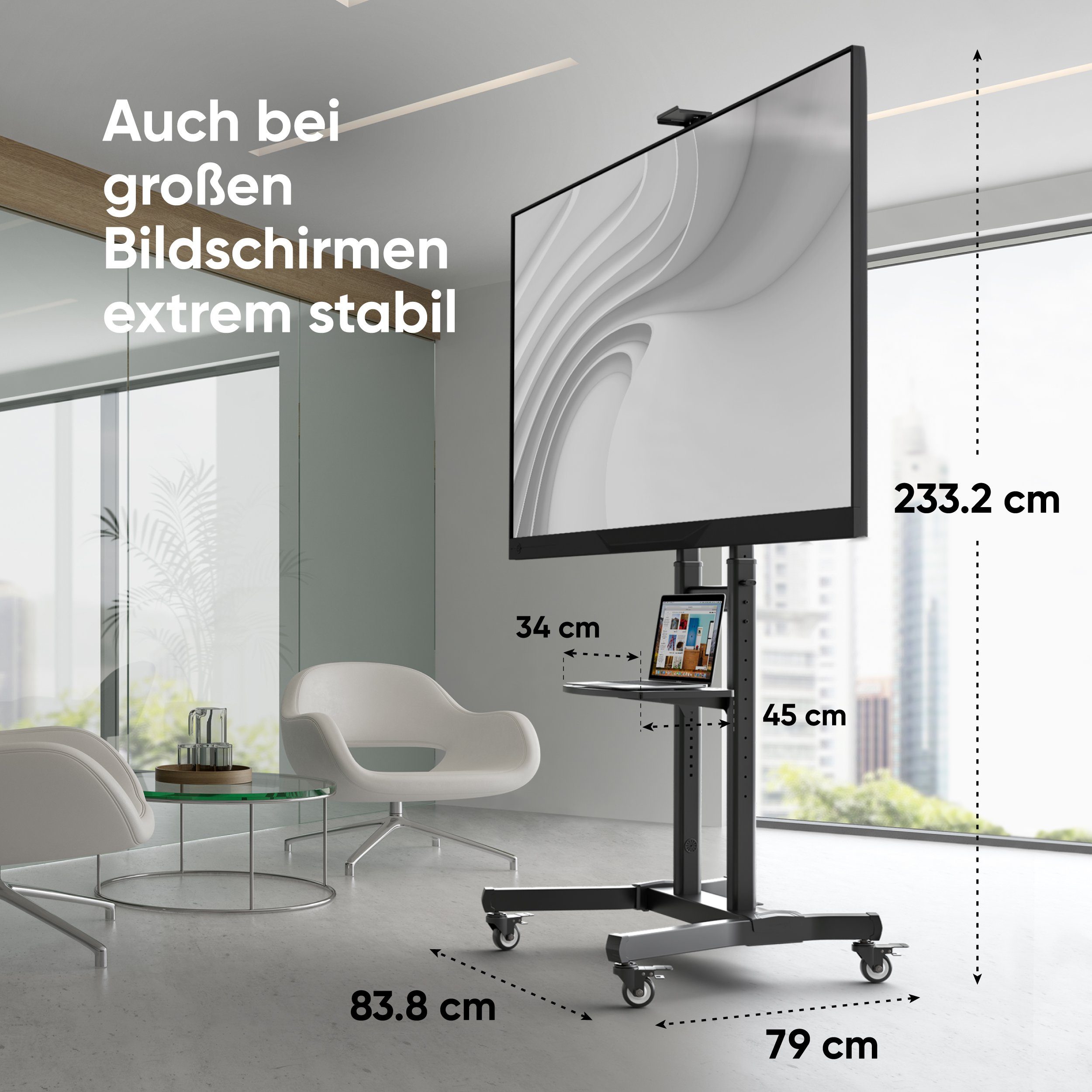 VESA Neigungswinkel TV + Ständer 90,00 ° VESA TV (bis von Rollen, - TV ONKRON TV TV kg Zoll °, Rollwagen, bis 5 Wagen ~ TV-Ständer, 90 auf auf Ständer, für TV Rollen, 5 50- Ständer 90 Zoll, 200x200-800x600)