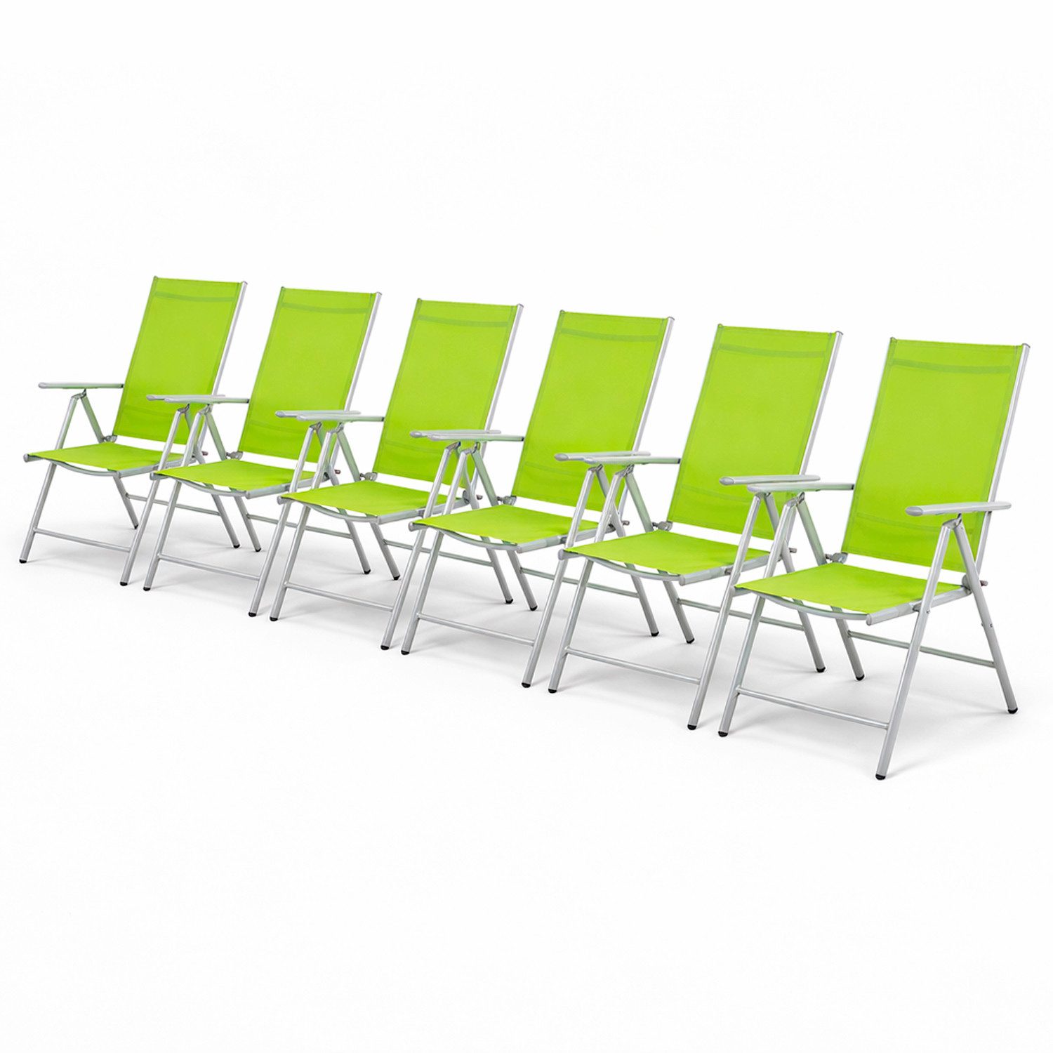 Mojawo Armlehnstuhl 6 Stück Garten Klappstuhl Aluminium - Textilen Silbergrau/Lime