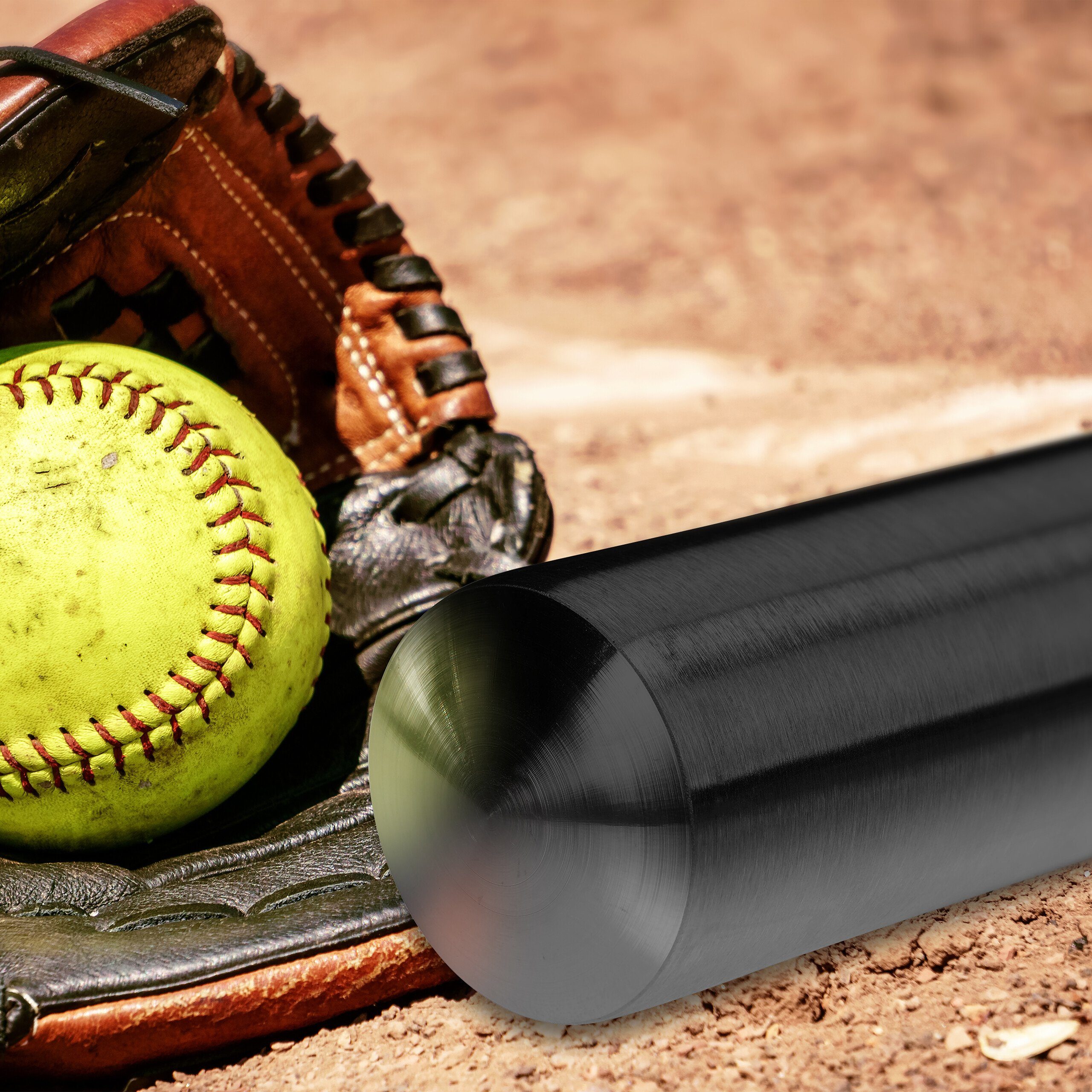 relaxdays Softballschläger Schwarzer Baseballschläger aus Aluminium, 5 "