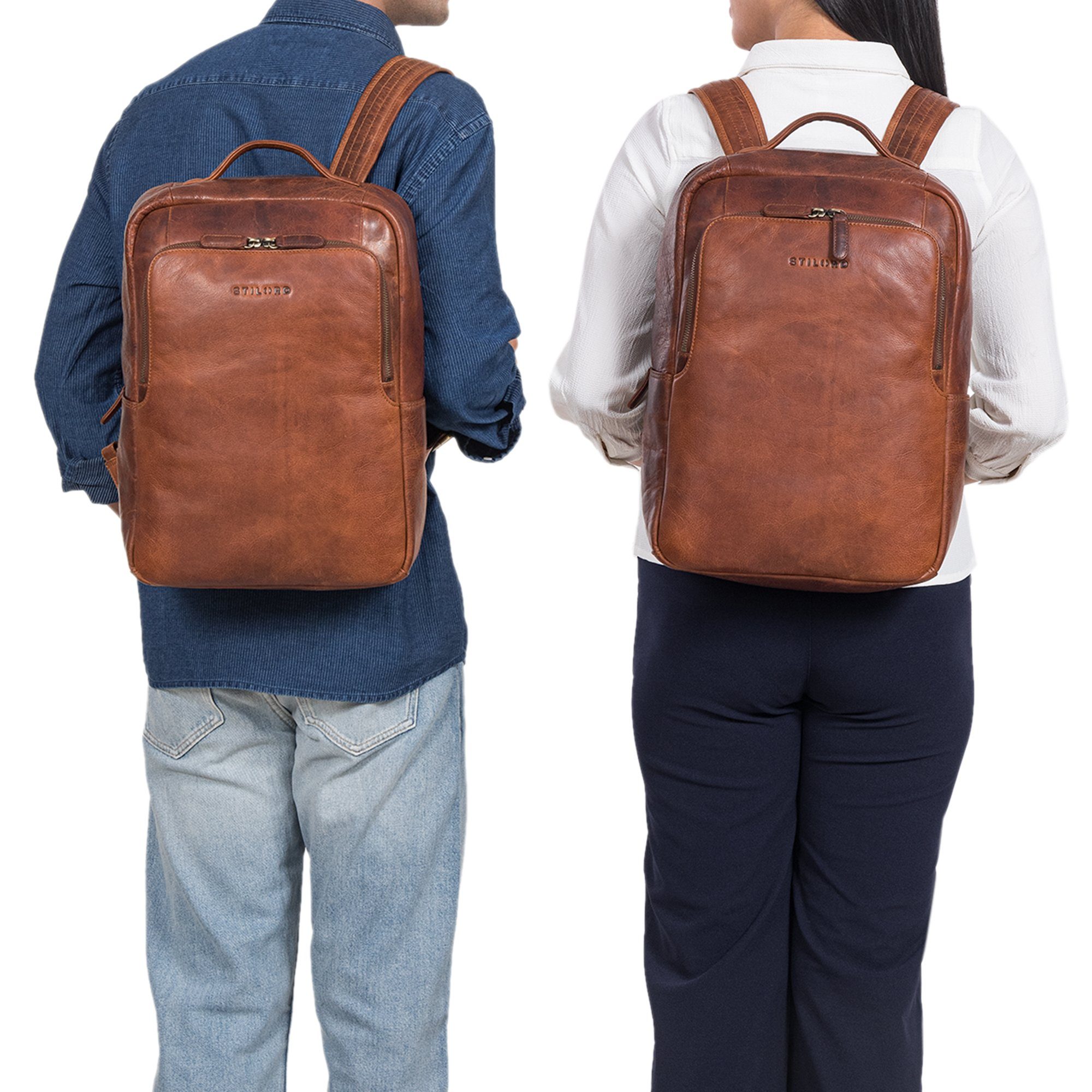 STILORD Notebook-Rucksack "Sören" Business Rucksack Leder mit Laptop-Fach 15 - 16 Zoll Leder
