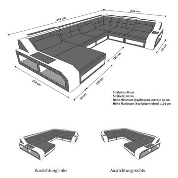 Sofa Dreams Wohnlandschaft Matera Mini, Designersofa, Kopfstützen, LED, USB