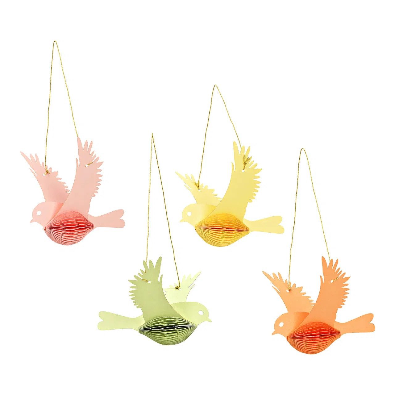 Interdesign24 Dekohänger Honeycomb Hänger 4er-Set Vögel, 4er-Set, Bunt