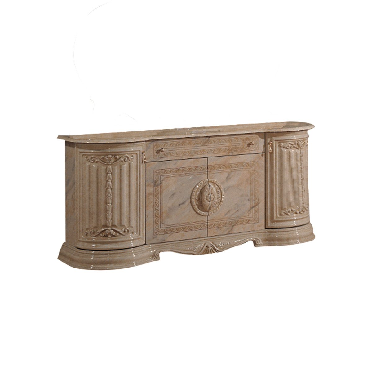 Interdesign24 Sideboard Bella (4-Türig, im Barock-Stil, mit Goldverzierungen), in Beige/Gold Hochglanz
