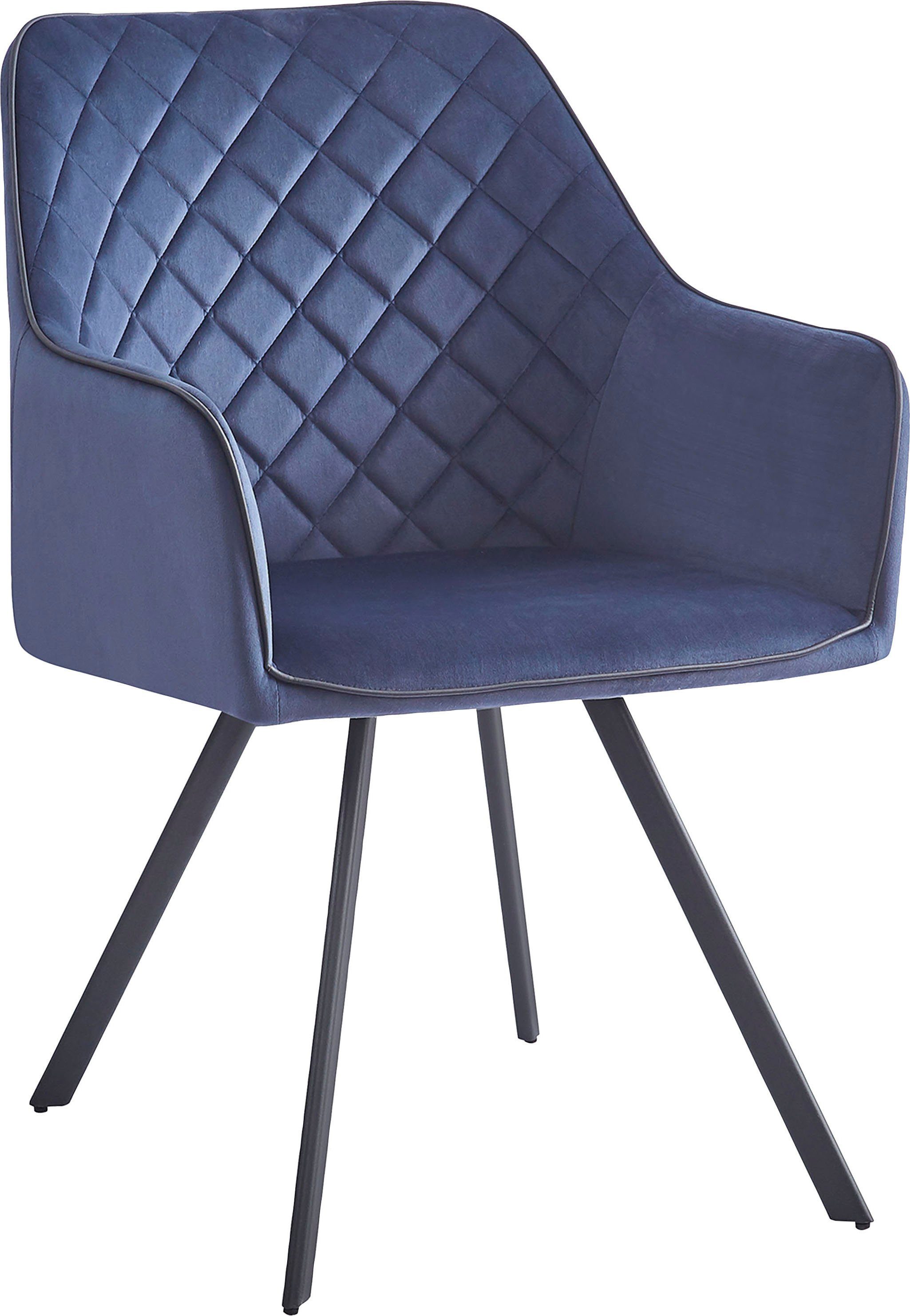 Kayoom Polsterstuhl Stuhl Amber 125 (1 St), aus Samt Dunkelblau | Dunkelblau
