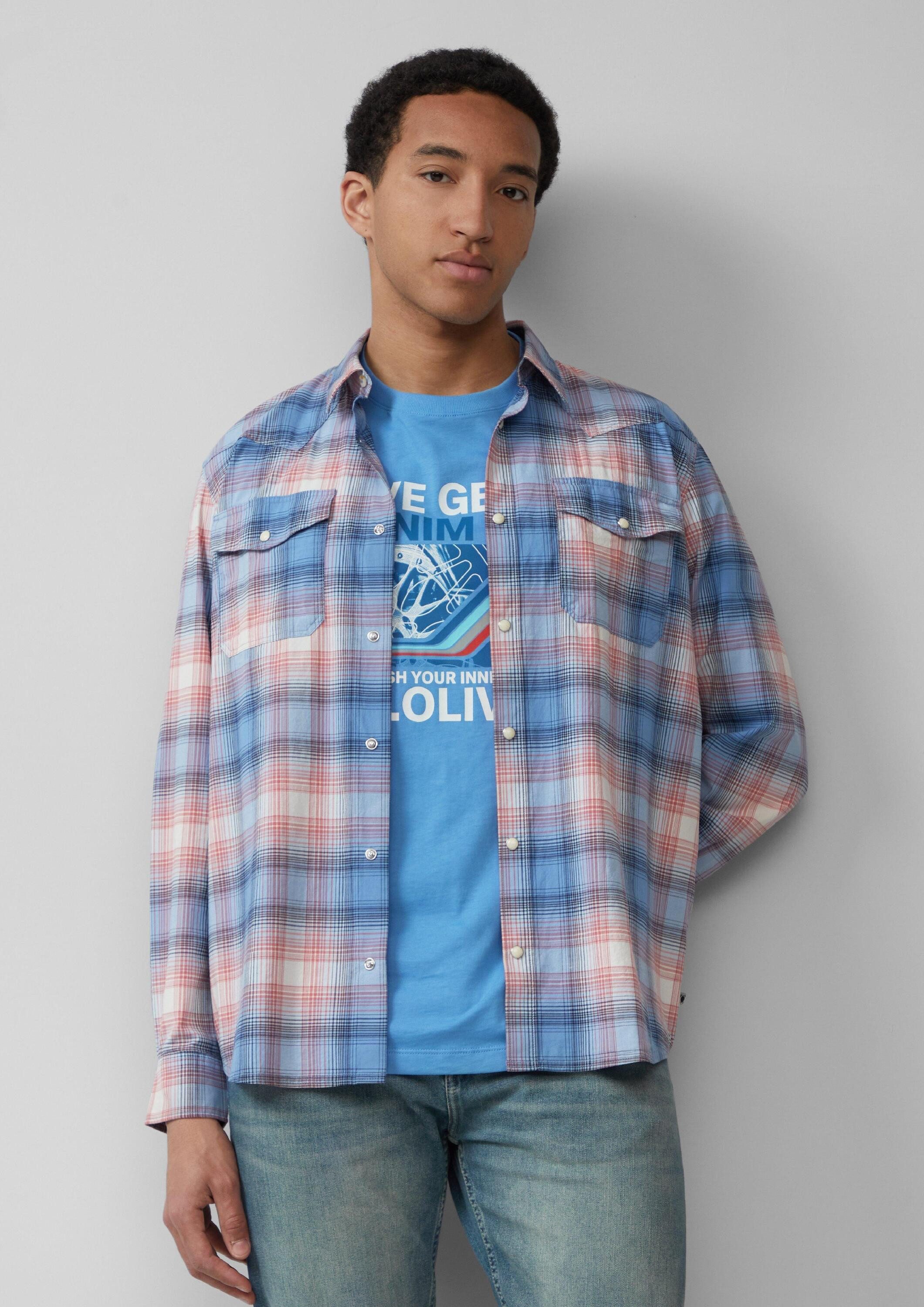 s.Oliver Langarmhemd Hemd Regular Fit: Kariertes Hemd im Western-Style günstig online kaufen