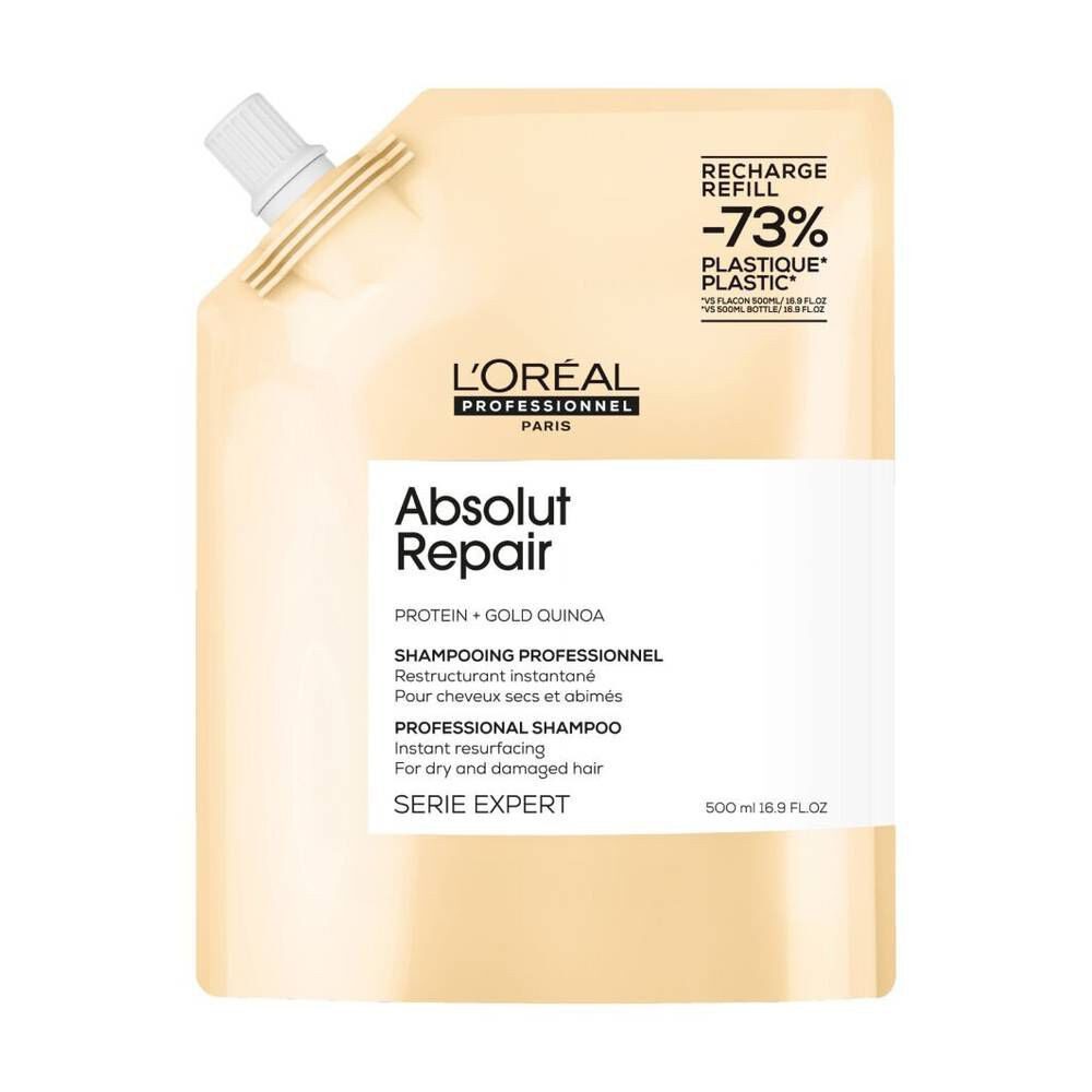 L'Oreal Deutschland Haarshampoo L'Oréal Absolut Repair Shampoo Refill 500ml Reparatur Pflege, 1-tlg., Reduziert Haarbruch sichtbar bereits nach wenigen Anwendungen