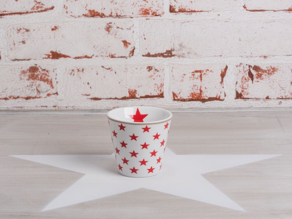 Krasilnikoff Espressotasse Krasilnikoff Espresso Tasse STERNE Weiß Rot