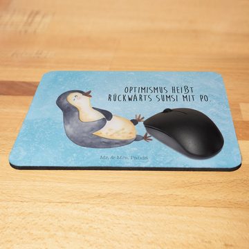Mr. & Mrs. Panda Mauspad Pinguin lachend - Eisblau - Geschenk, lol, Einzigartiges Mauspad, PC (1-St)