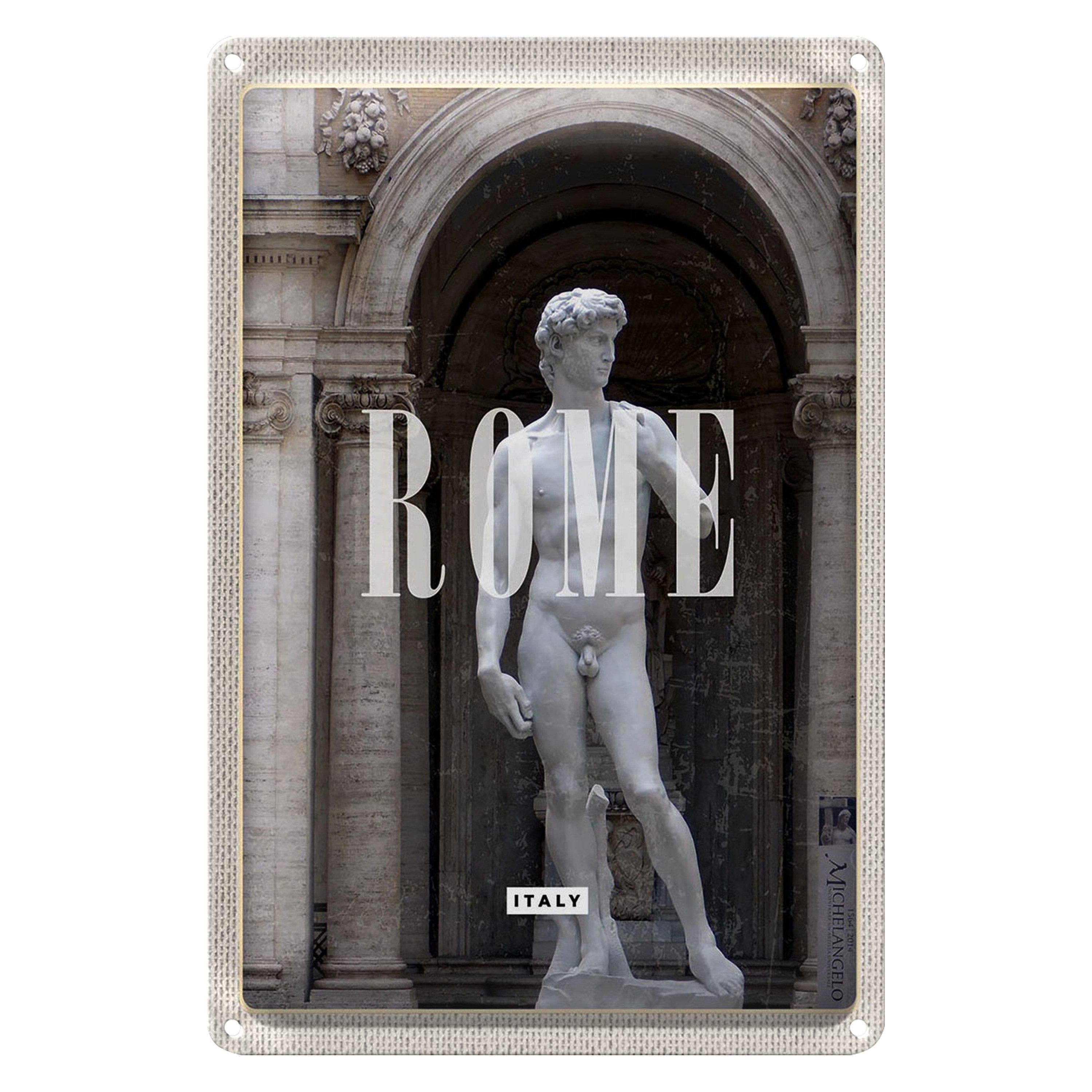Roomando Metallschild Reise 30x40cm Rom Italien Statue Urlaub Reiseziel