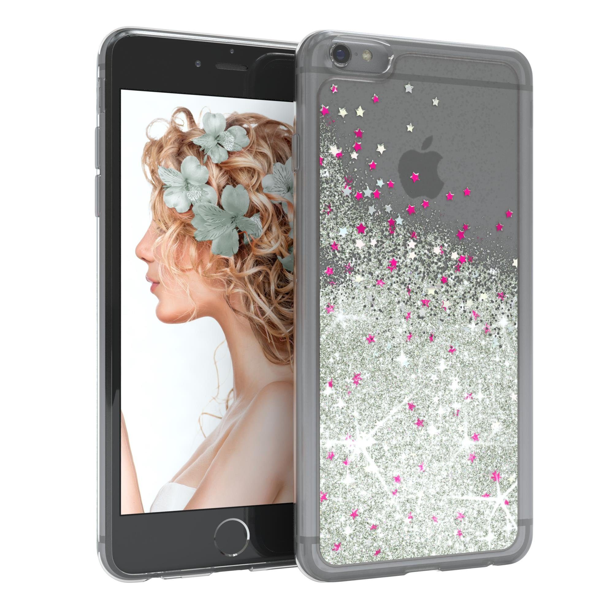 EAZY CASE Handyhülle Liquid Glittery Case für iPhone 6 / iPhone 6S 4,7 Zoll, Kratzfeste Silikonhülle stoßfestes Back Cover Phone Case Etui Silber