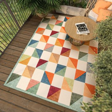 Designteppich In- & Outdoor Teppich Wetterfest & UV-beständig Balkon - Bunt, Mazovia, 80 x 150 cm, Höhe 6 mm, Kurzflor - niedrige Florhöhe, Weich, Pflegeleicht, Flachgewebe