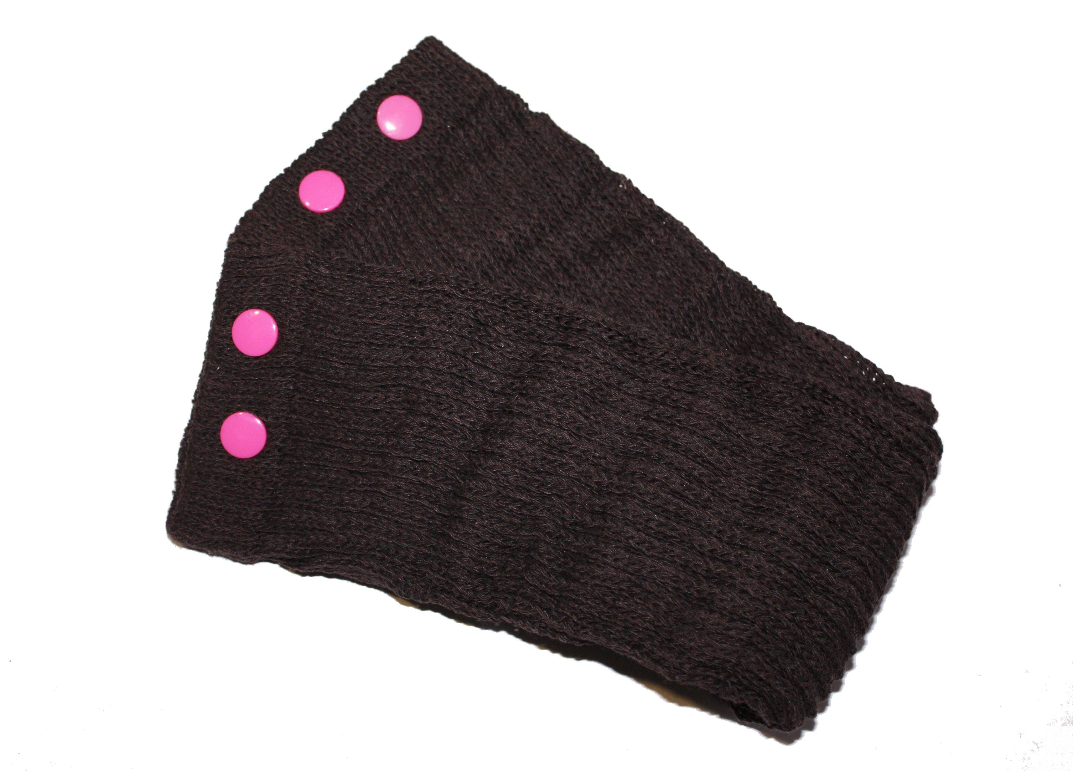 dunkle design Beinstulpen Braun mit Bunt Pink Nieten