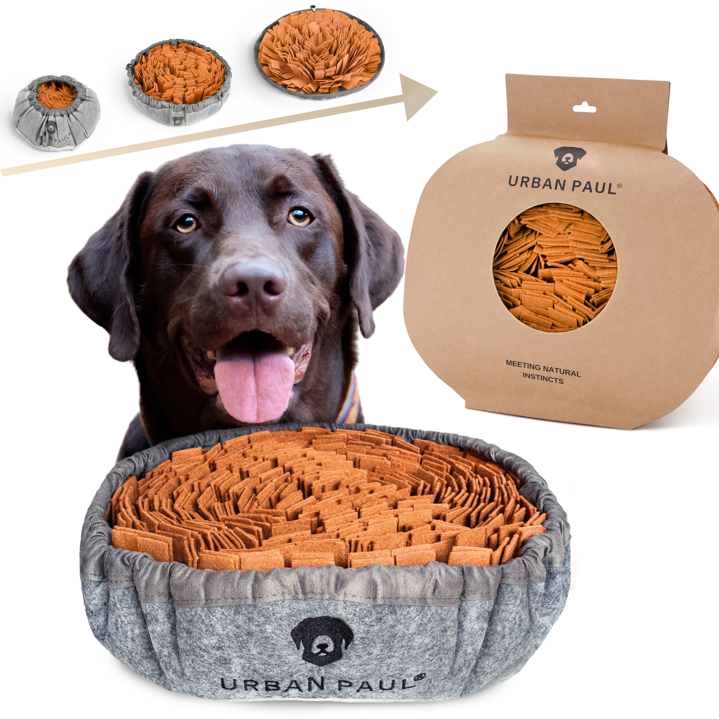 URBAN PAUL Tier-Intelligenzspielzeug Schnüffelteppich für Hunde, Extra robustes Material - Größenverstellbar und waschbar