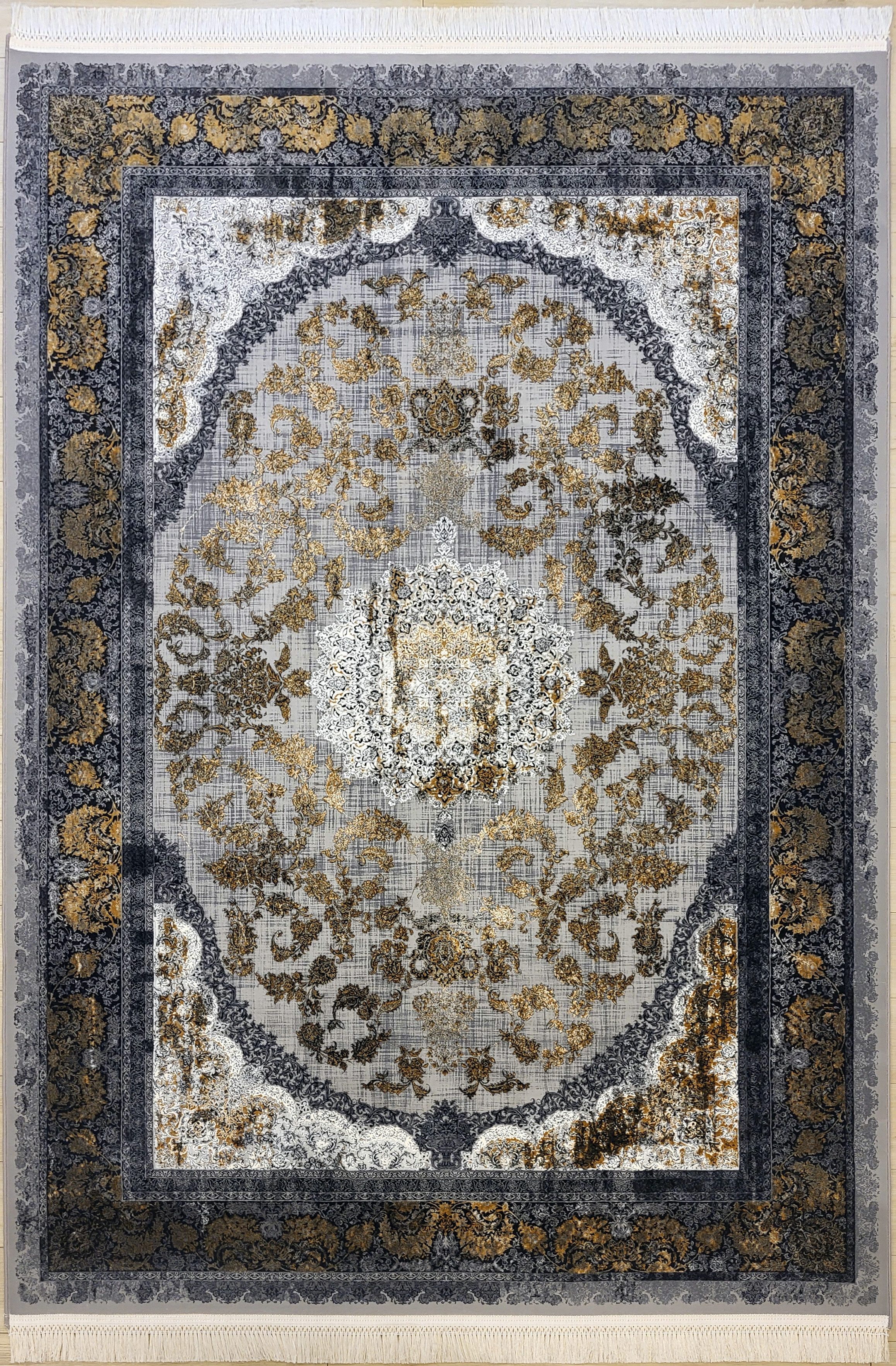 Rug Studios Teppich Teppich DESIGN IRAN 15008 4,5 M PUNKTE, Rechteckig, Höhe: 0 mm, modern, 150 x 225 cm, Silber