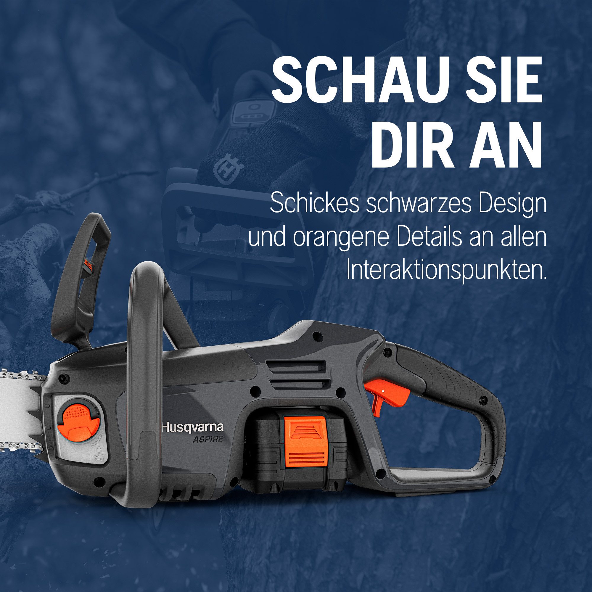 Husqvarna Akku-Kettensäge Aspire C15X-P4A, 25 cm Schwertlänge, Batteriebetrieben, Lithium-Ionen, 18V, hohe Schnittgeschwindigkeit – Bild 4 von 5