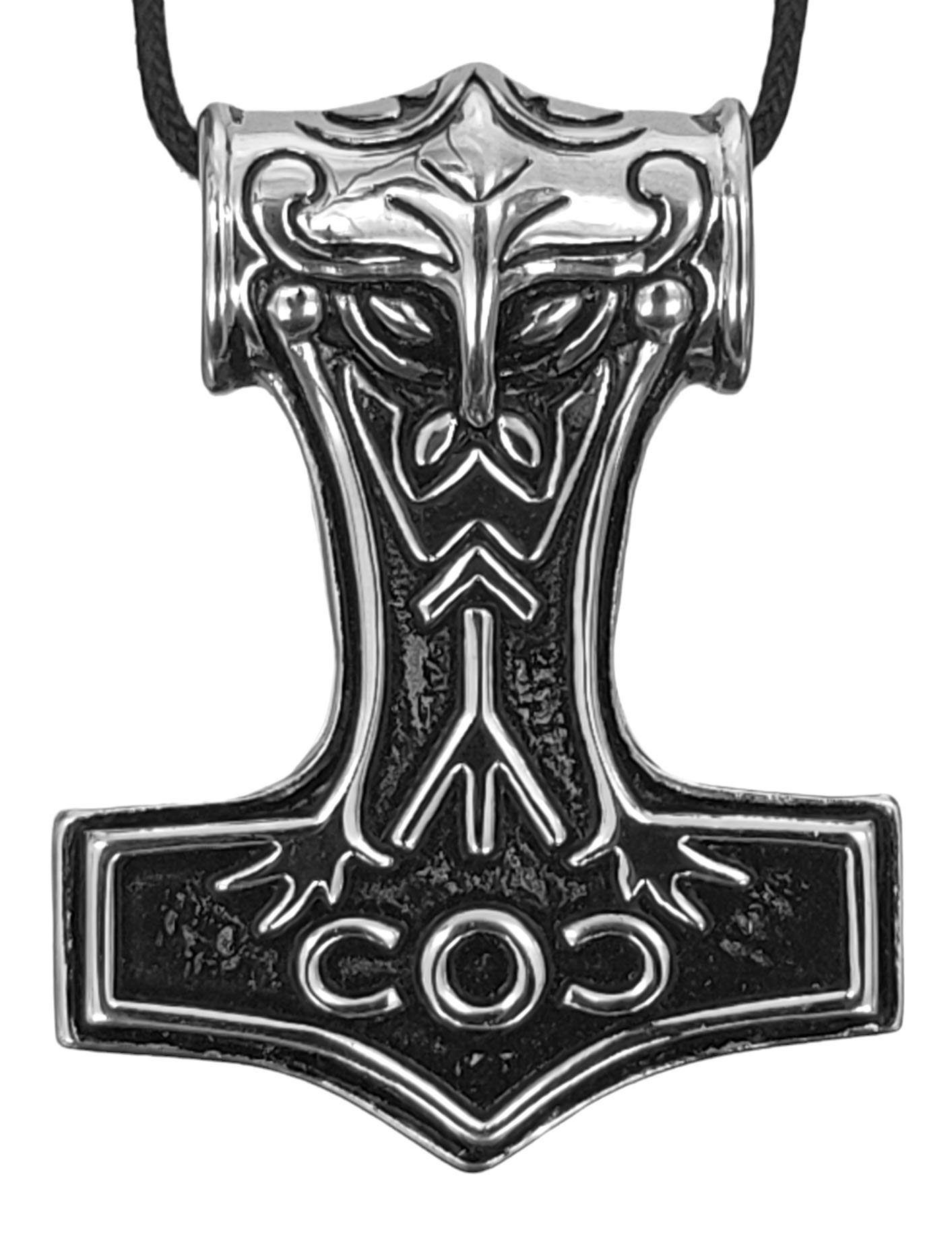 Kettenanhänger Mjölnir of Wikinger Hammer Leather Thor Kiss Anhänger massiver Edelstahl großer Thorshammer