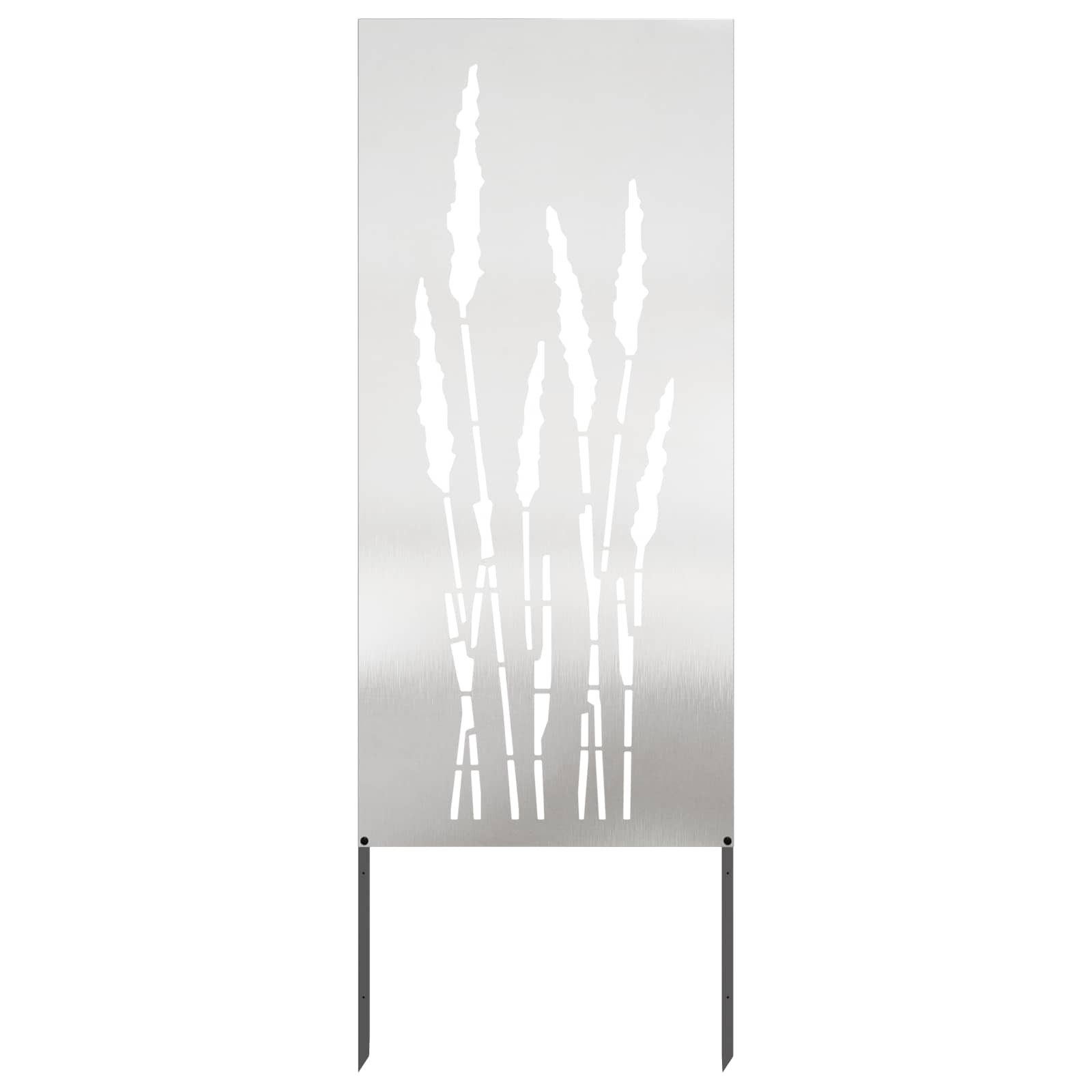 vidaXL Wandbild Garten Sichtschutz-Leinwand Floral Silber 50 x 140 cm Edelstahl, (1 St)