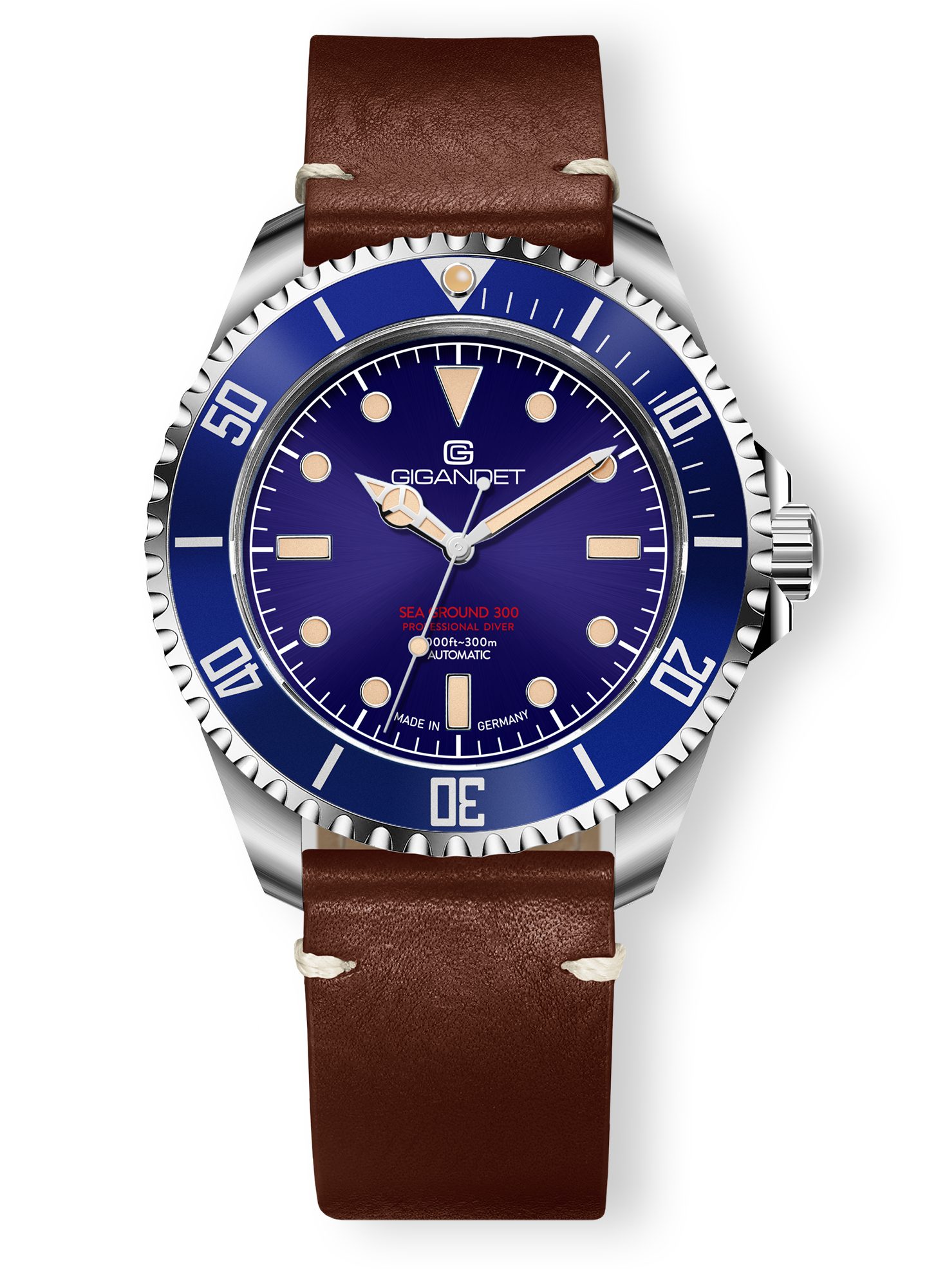 Gigandet Automatikuhr SEA GROUND 300 VINTAGE, Made in Germany, Saphirglas, Swiss SuperLuminova Old Radium