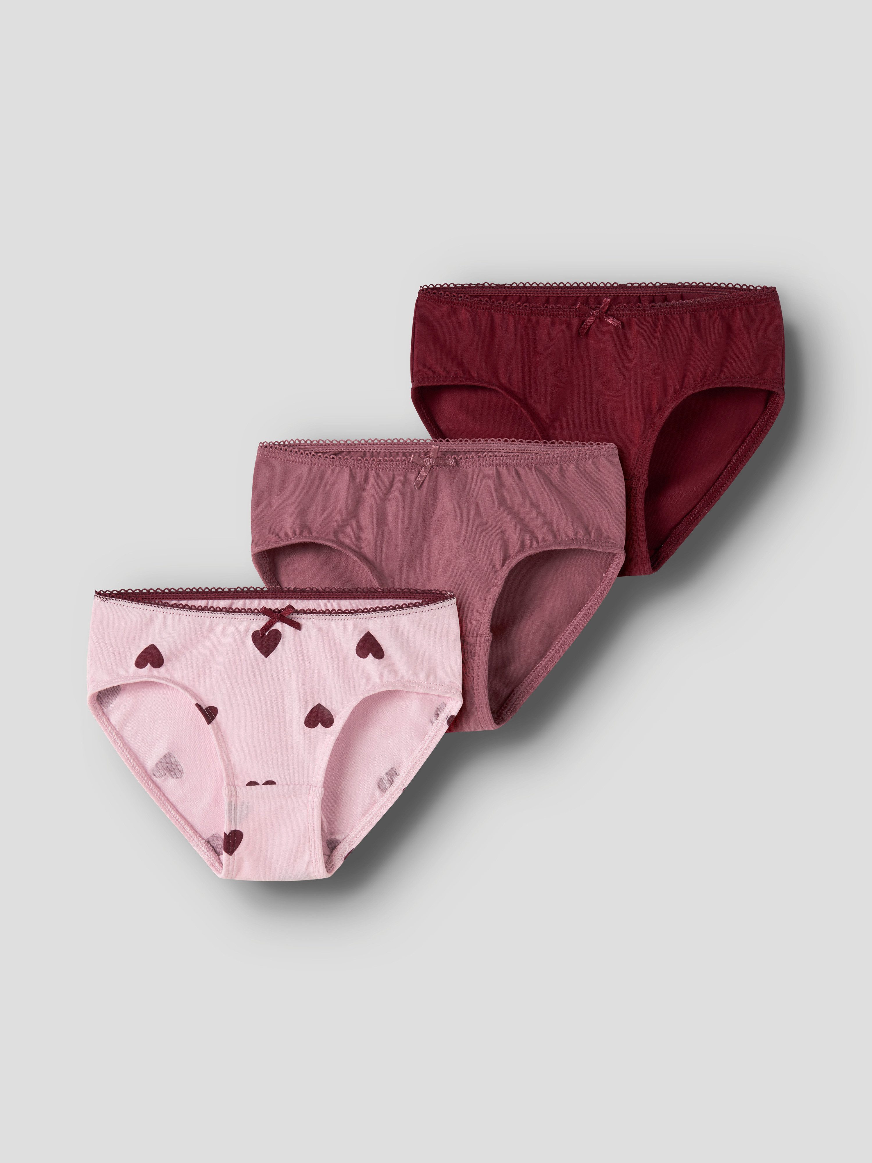 Name It Slip NMFBRIEFS 3P CUTIE HEART (Packung, 3-St) Baumwollmischung, 2x uni und 1x bedruckt im Set
