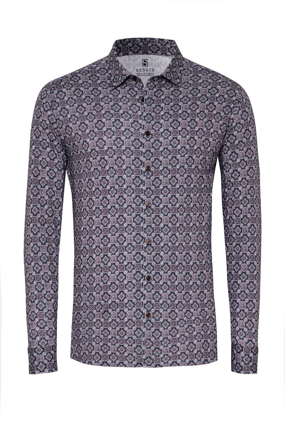 Langarmhemd Slim-Fit Jerseyhemd mit Print - Slim Fit