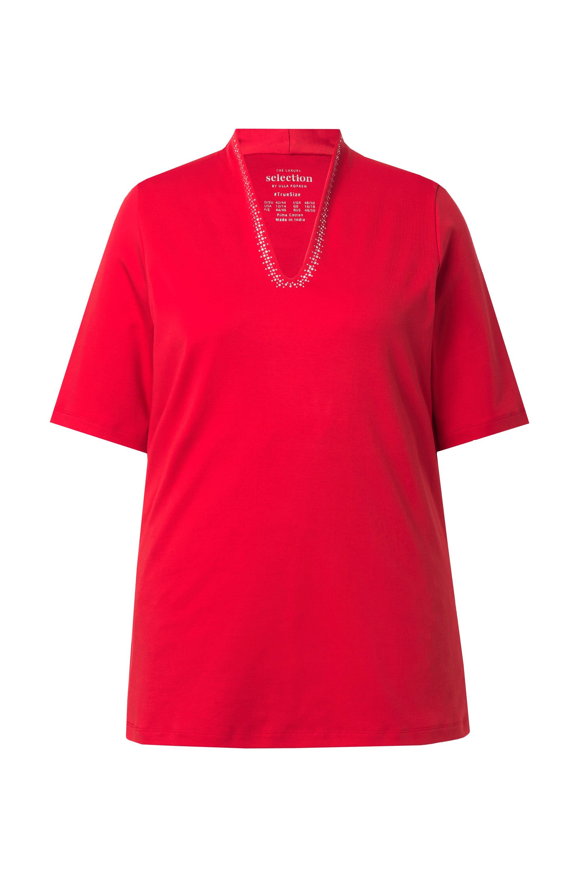 T-Shirt Shirt A-Linie Kelchkragen Halbarm Pima Cotton