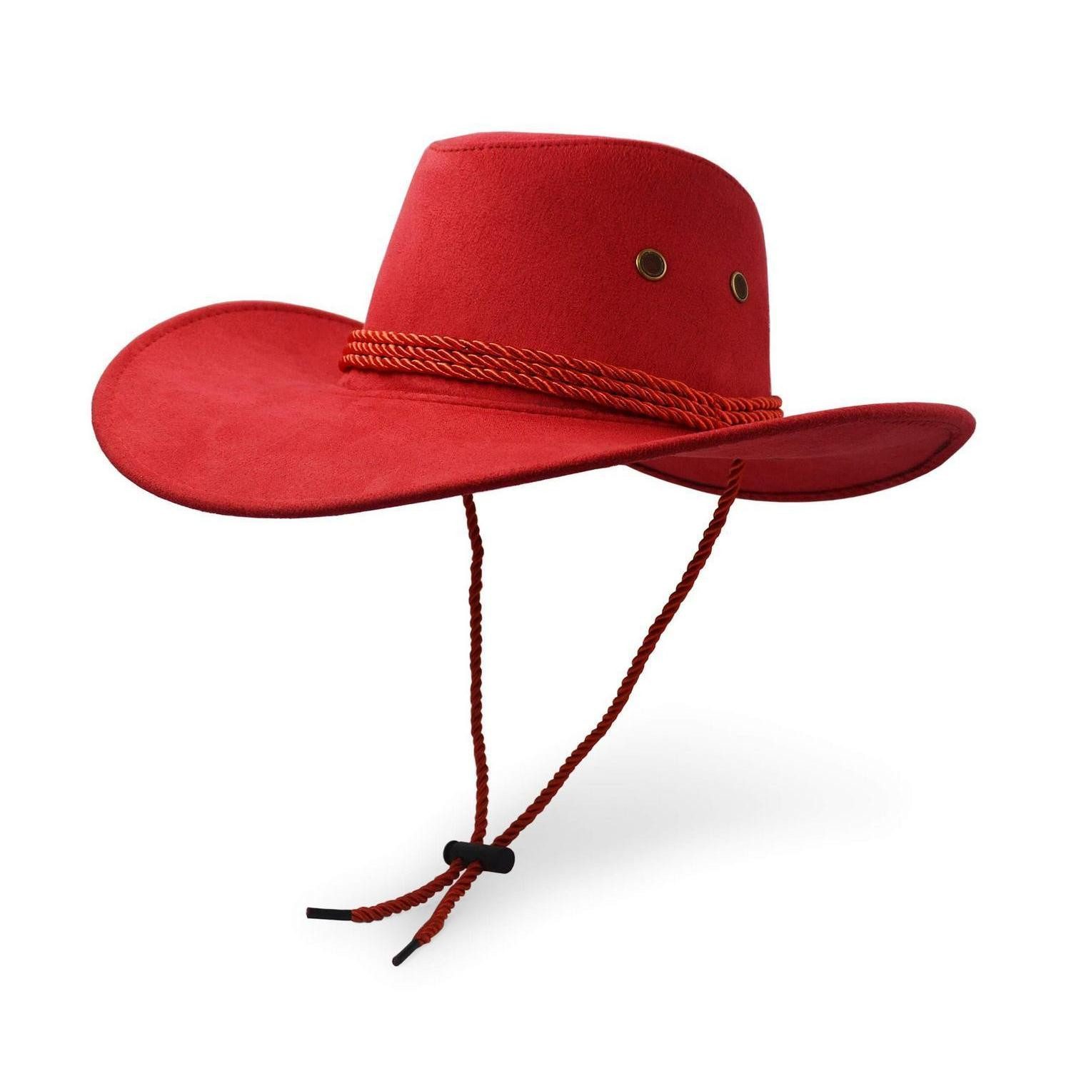 LuxusKollektion Cowboyhut Cowboyhut Westernhut Sonnenhut Kunstleder Einheitsgröße Rot