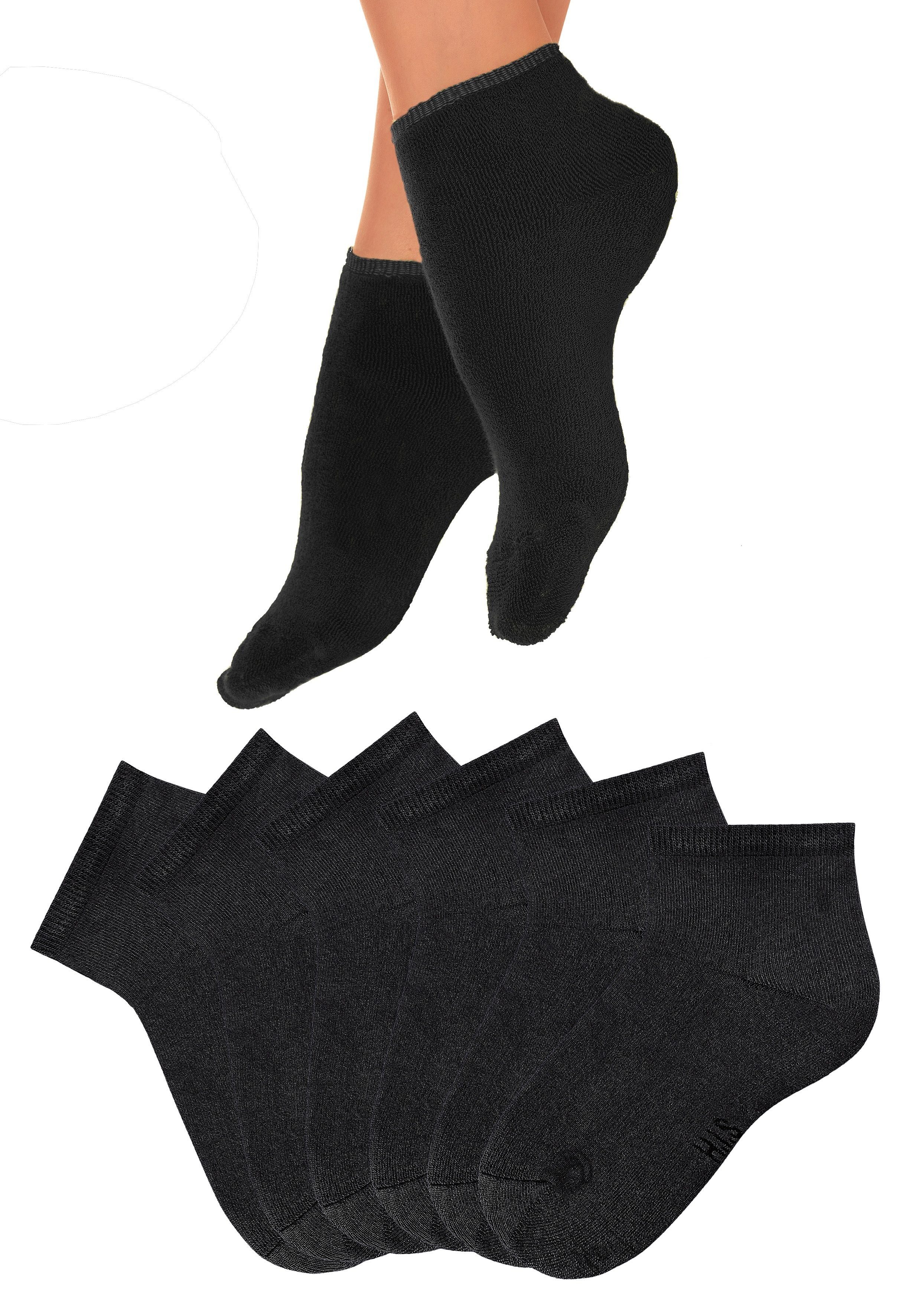 H.I.S Kurzsocken (Set, 6-Paar) schwarz mit kuscheligem Innenfrottee