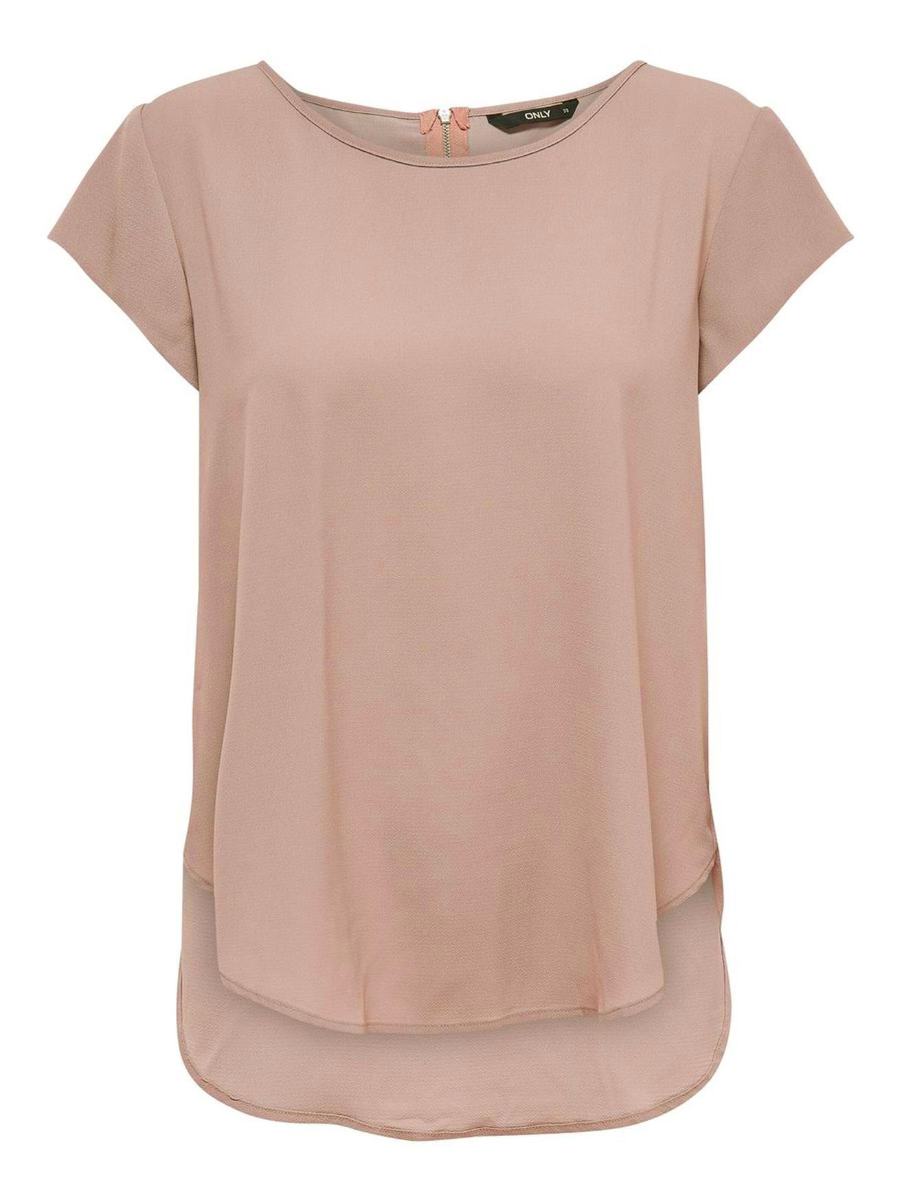 Bluse ONLY in (1-tlg) Einfarbige Kurzarm T-Shirt Oberteil Altrosa Blusenshirt ONLVIC 4043