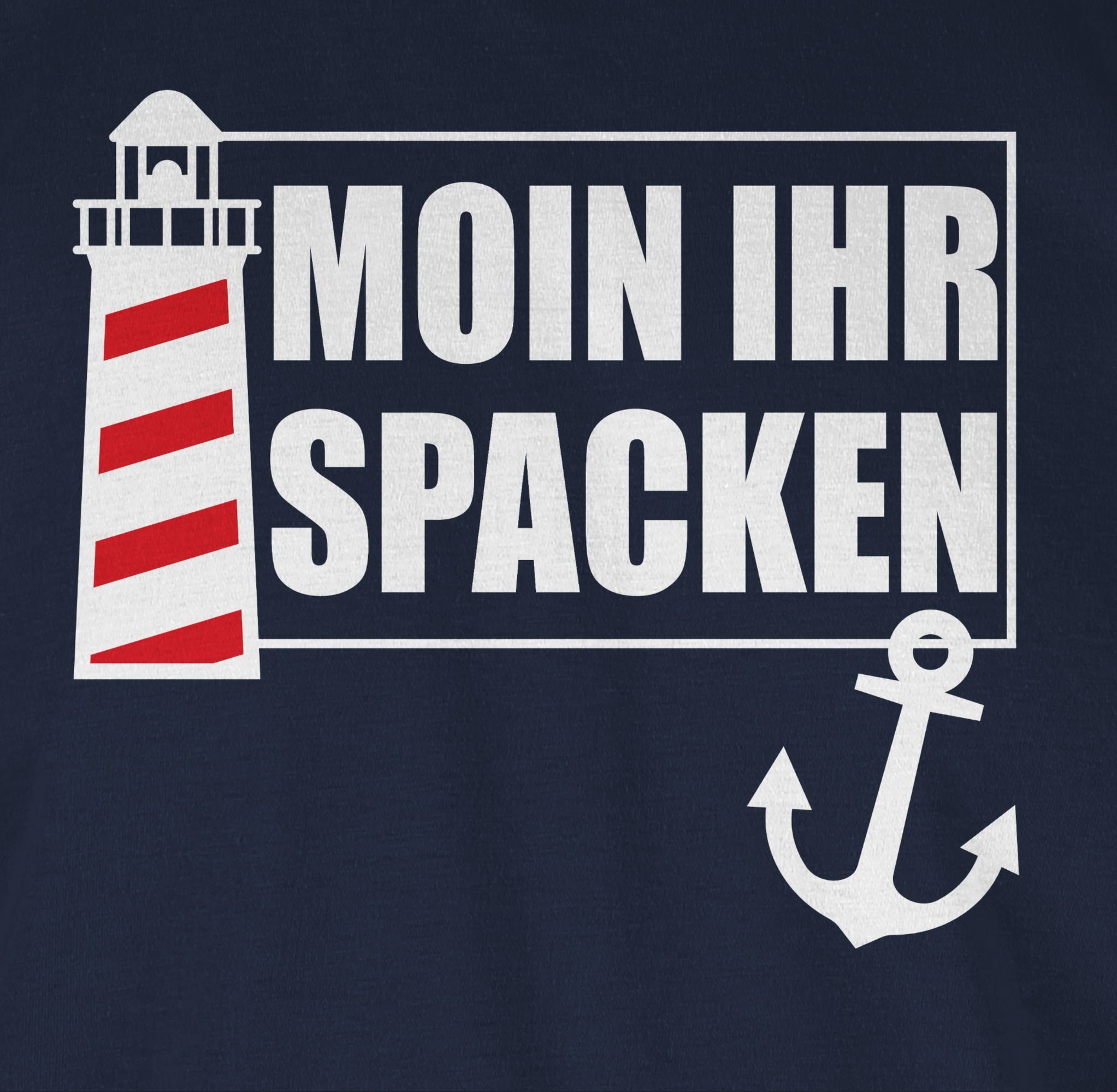 01 Sprüche Statement ihr - Navy mit Shirtracer Blau weiß Leuchtturm Spacken Moin T-Shirt
