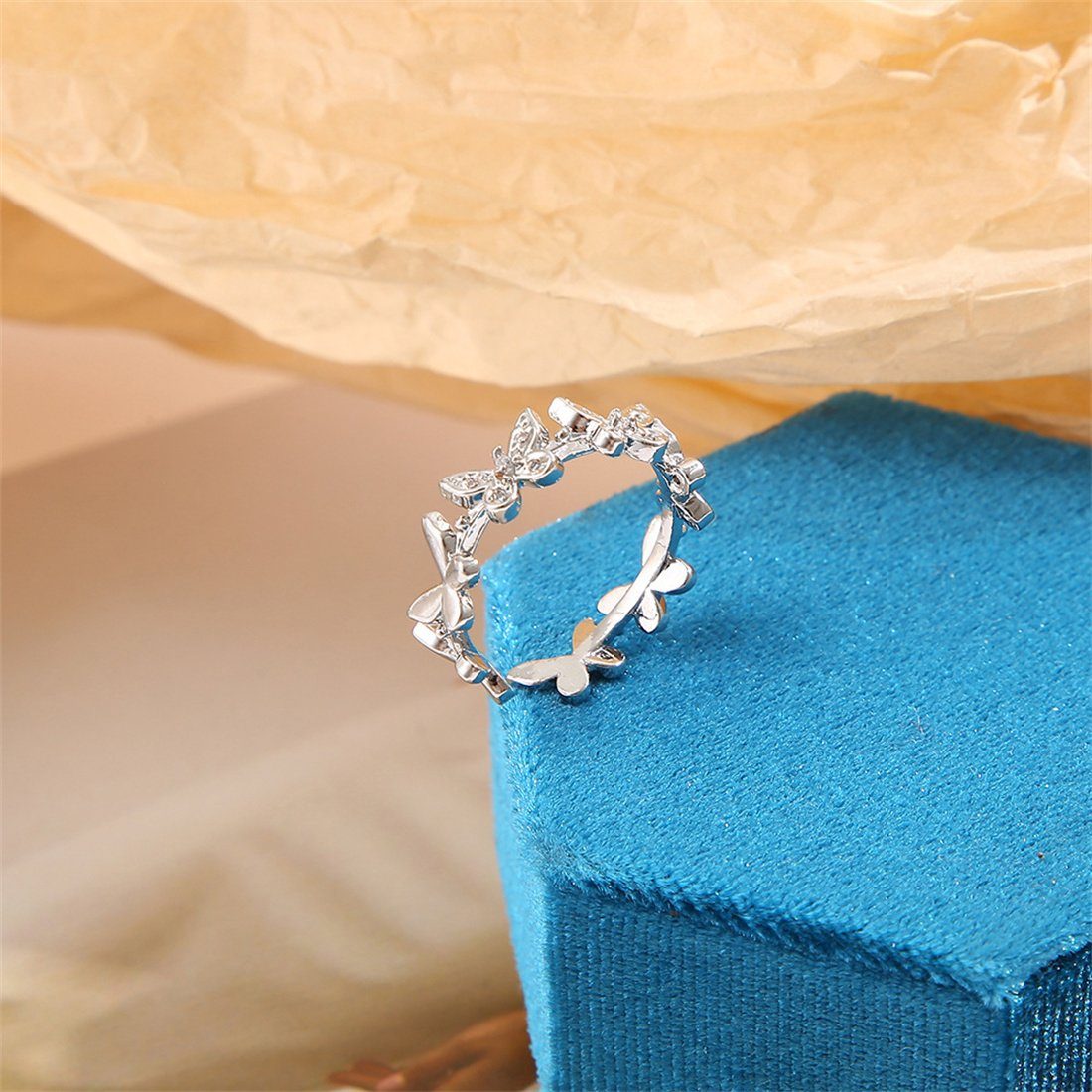 Mode (1-tlg) für Geschenke Schmetterling funkelnde Fingerring Ring, Strasssteine, DAYUT Frauen
