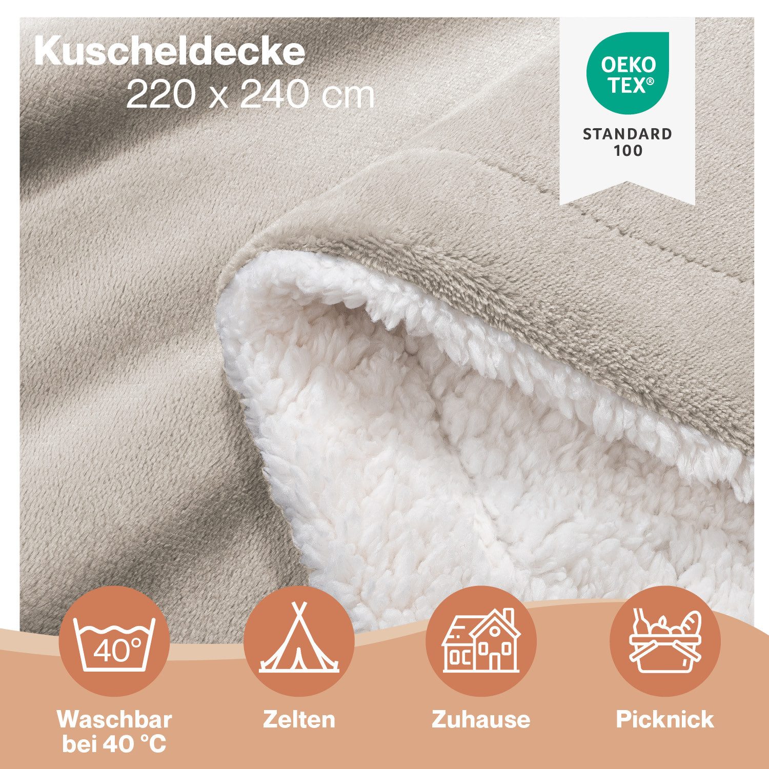 Wohndecke Sherpa-Fleecedecke, Oeko-TEX Zertifiziert, Blumtal, hochwertig, günstig online kaufen