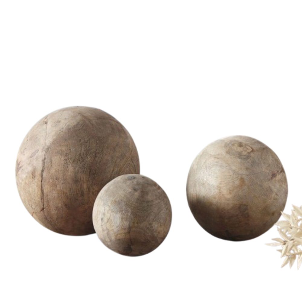 Dekokugel Mangoholz Kugeln Deko Holz 3er Set Figur Objekt