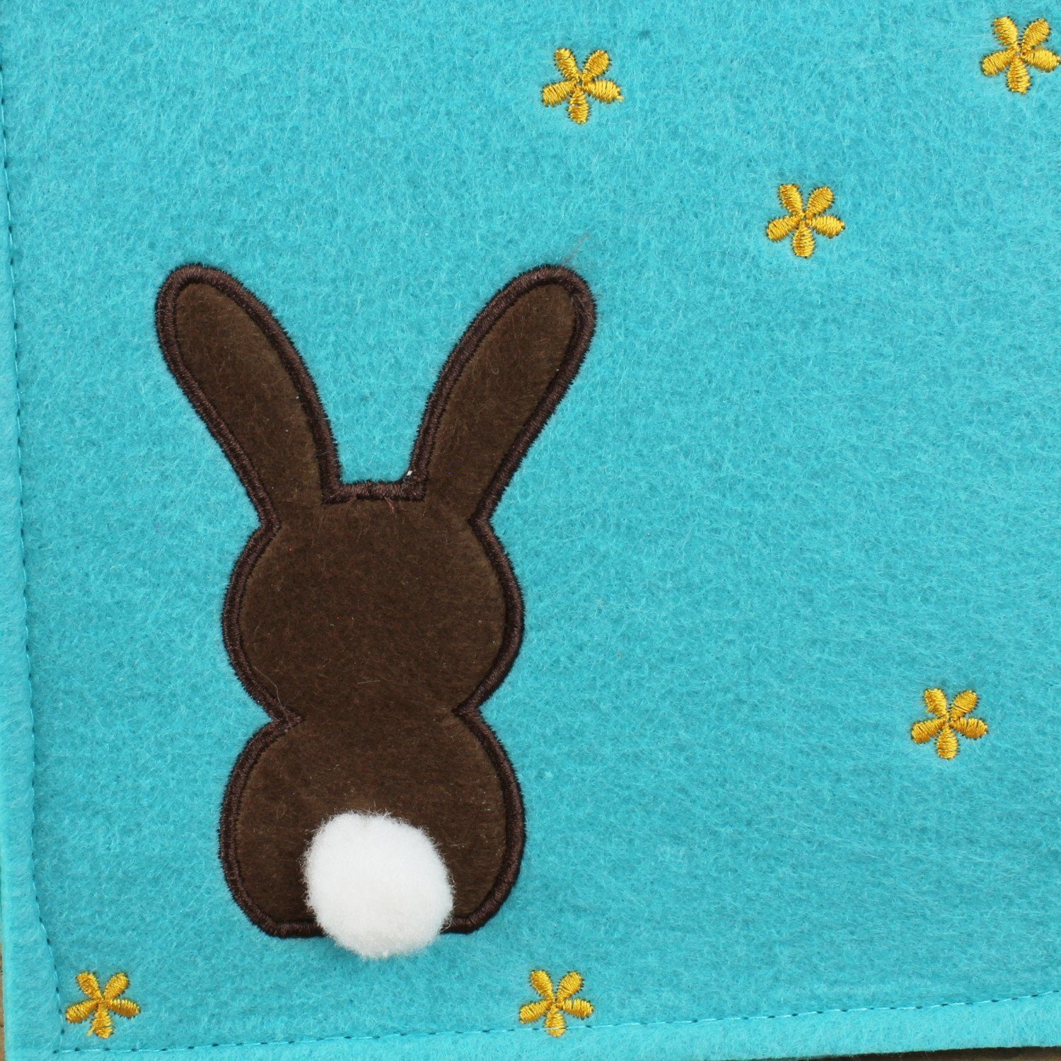 Macosa Home Osternest Oster-Geschenktasche Hase Filz Türkis 20 cm Filztasche, mit Henkel Ostertüte Tasche Osterfilztäschchen