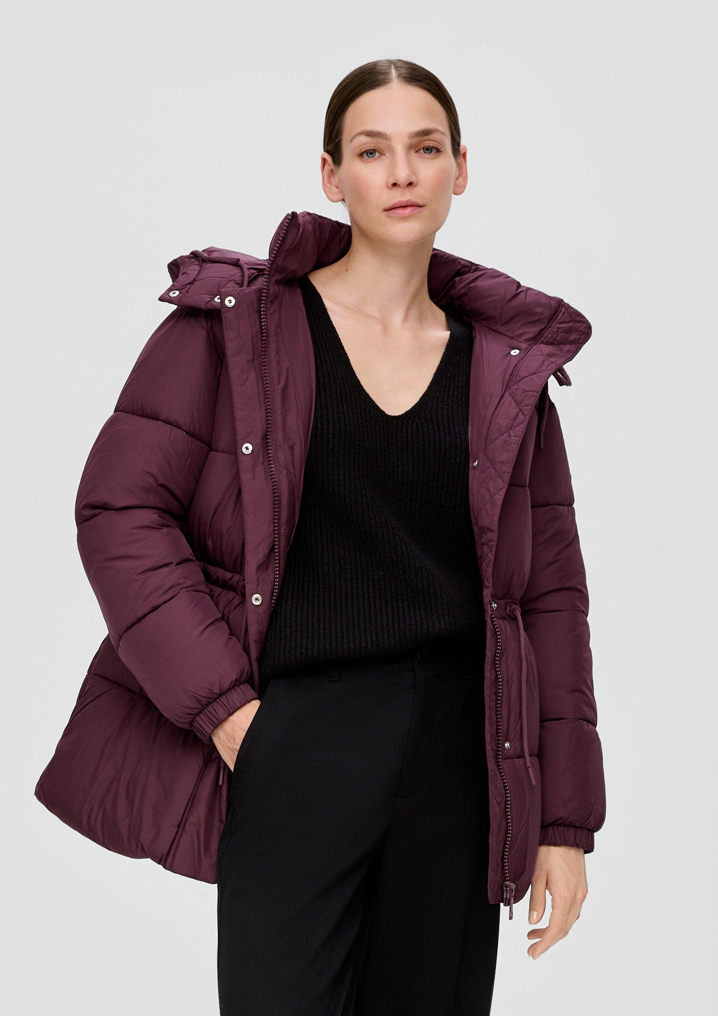 s.Oliver Funktionsjacke Steppjacke mit abnehmbarer Kapuze Label-Patch lila